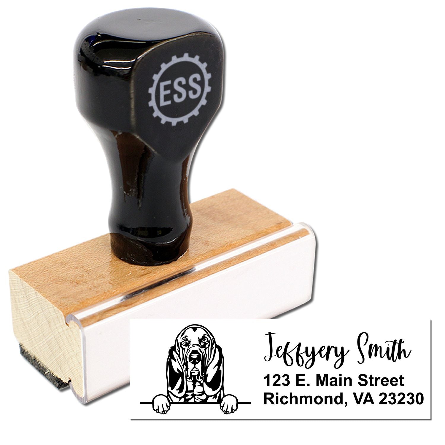 Peeking Bloodhounds Name and Address Rubber Stamp