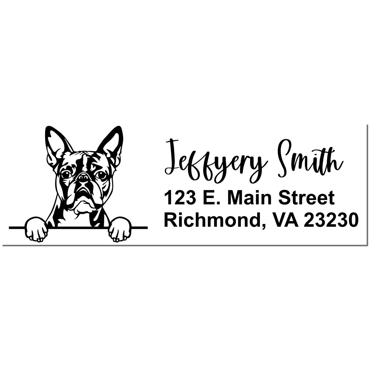 Peeking Boston Terrier Name and Address Rubber Stamp