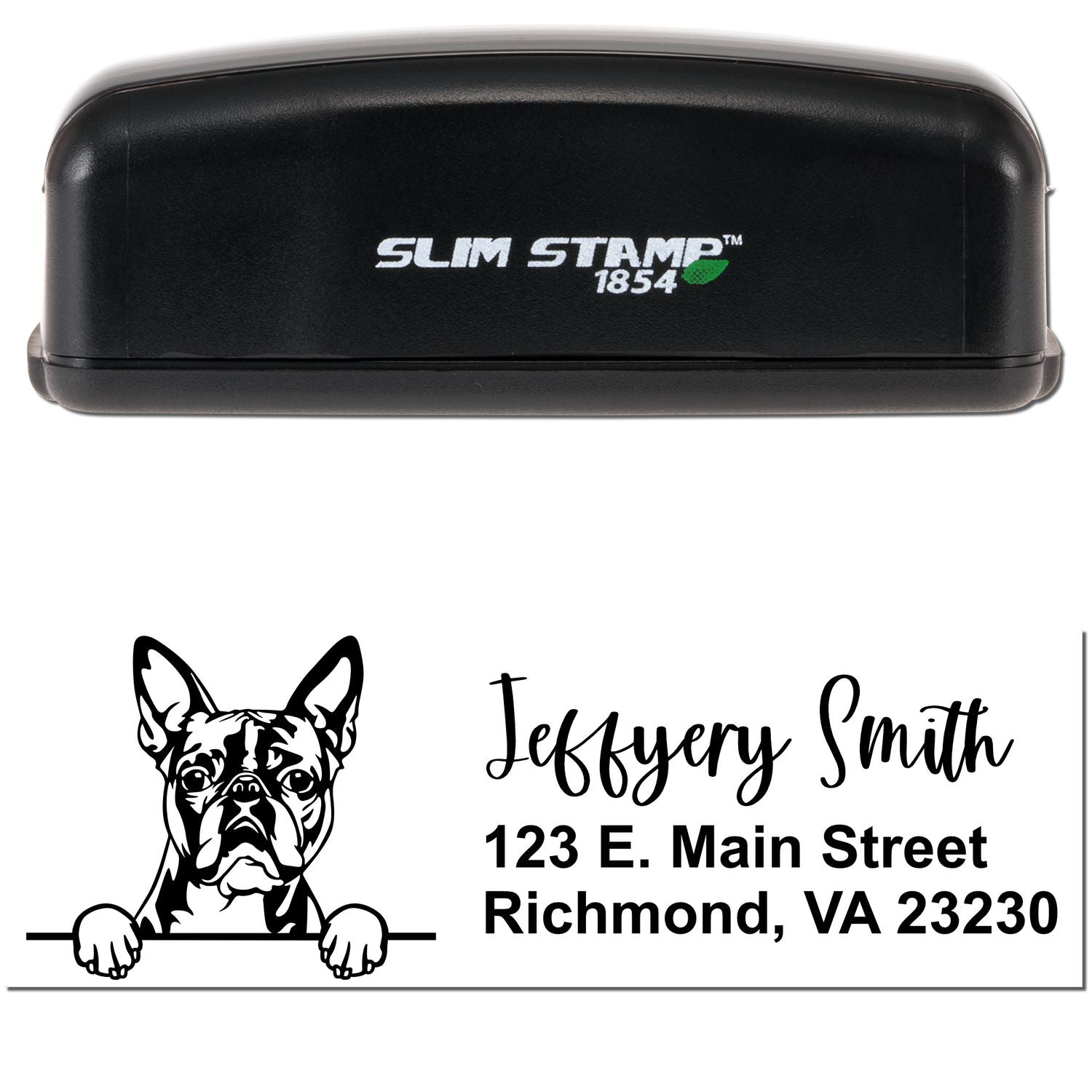 Slim Boston Terrier Pre-Inked Customized Stamp