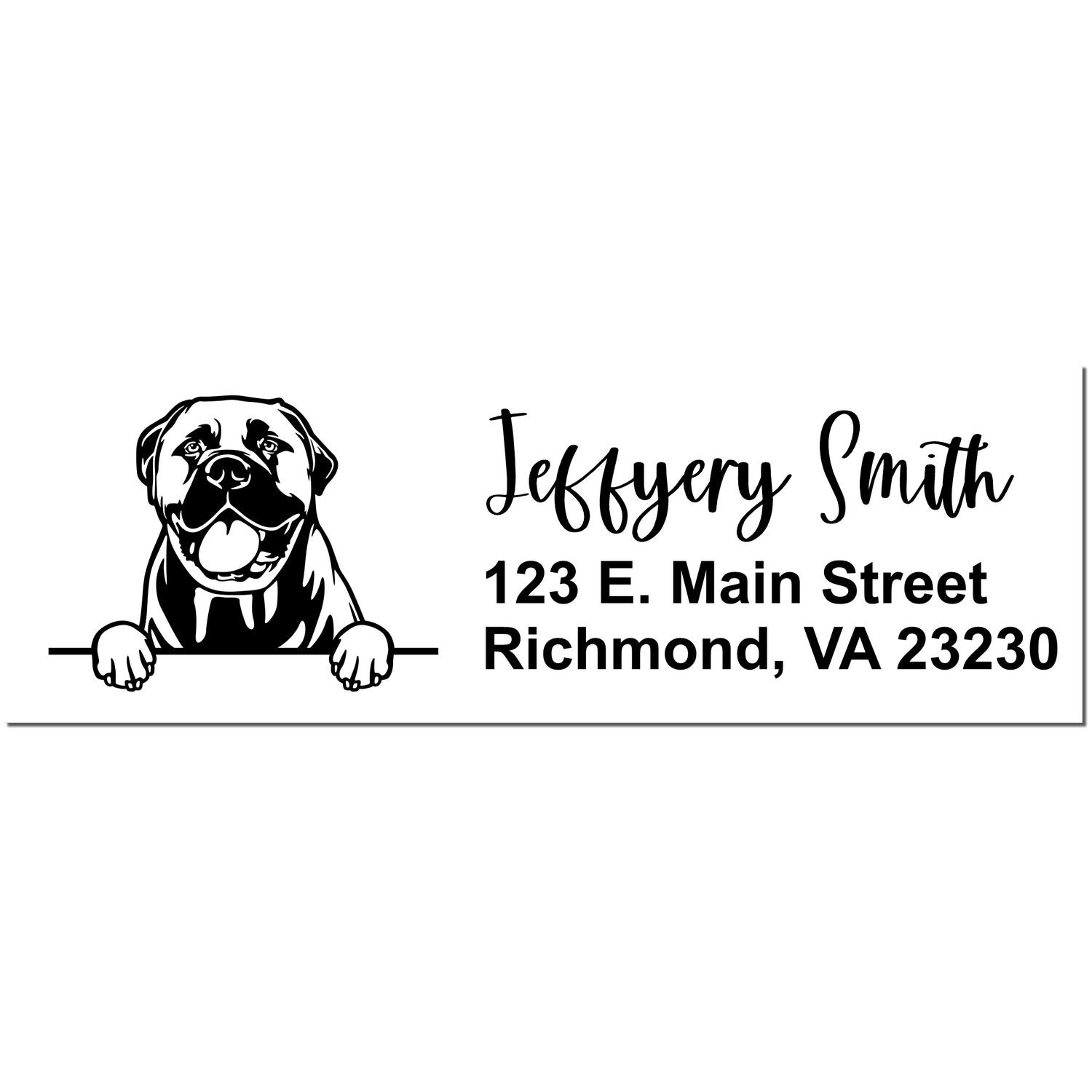 Peeking Bullmastiffs Name and Address Rubber Stamp