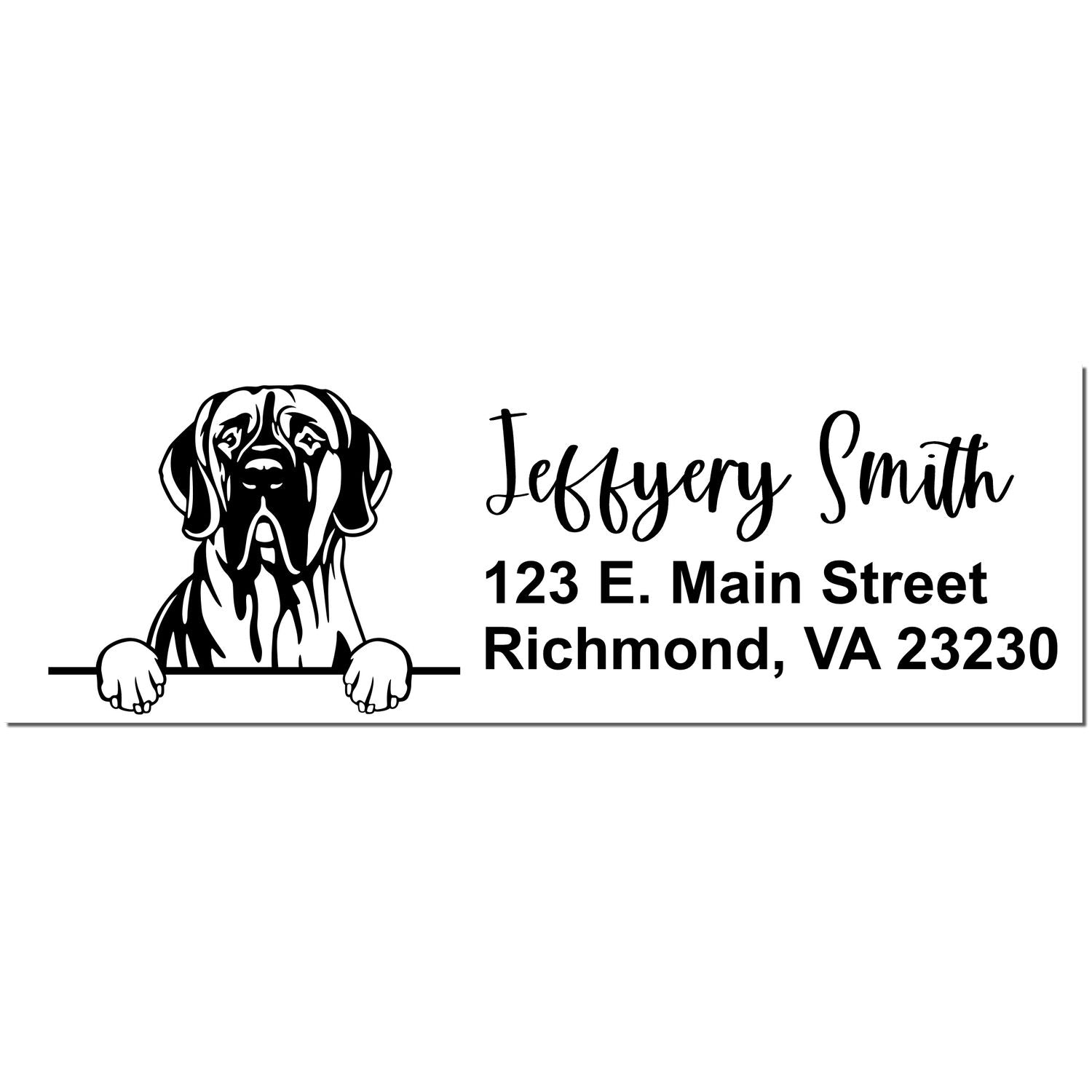 Peeking Great Dane Name and Address Rubber Stamp