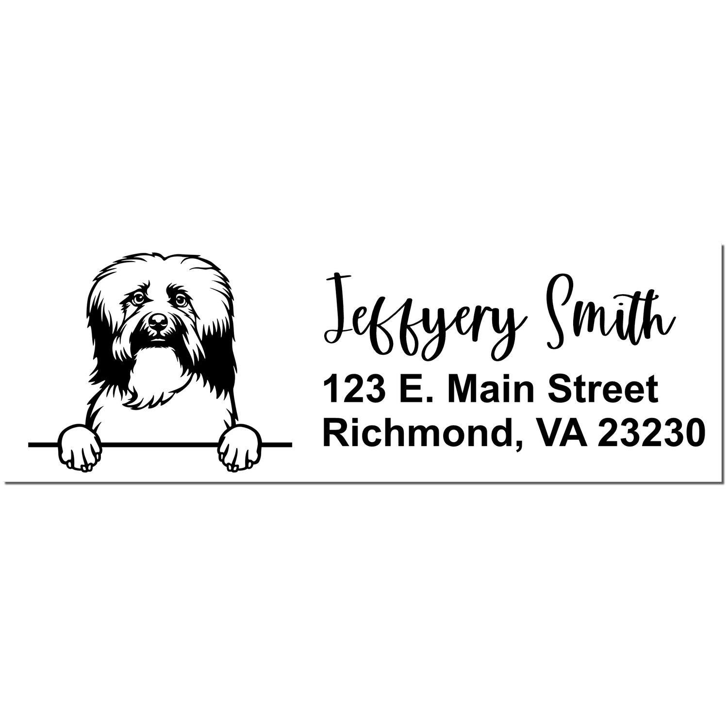 Peeking Havanese Name and Address Rubber Stamp