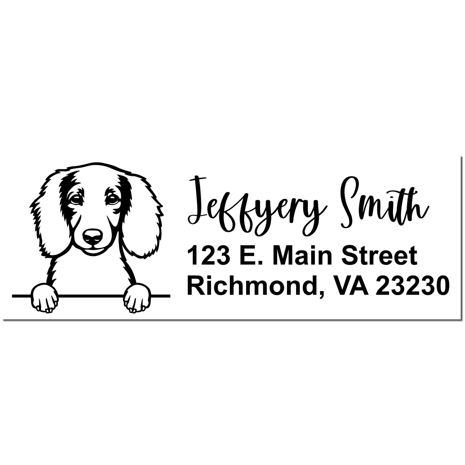 Peeking Longhaired Dachshund Name and Address Rubber Stamp