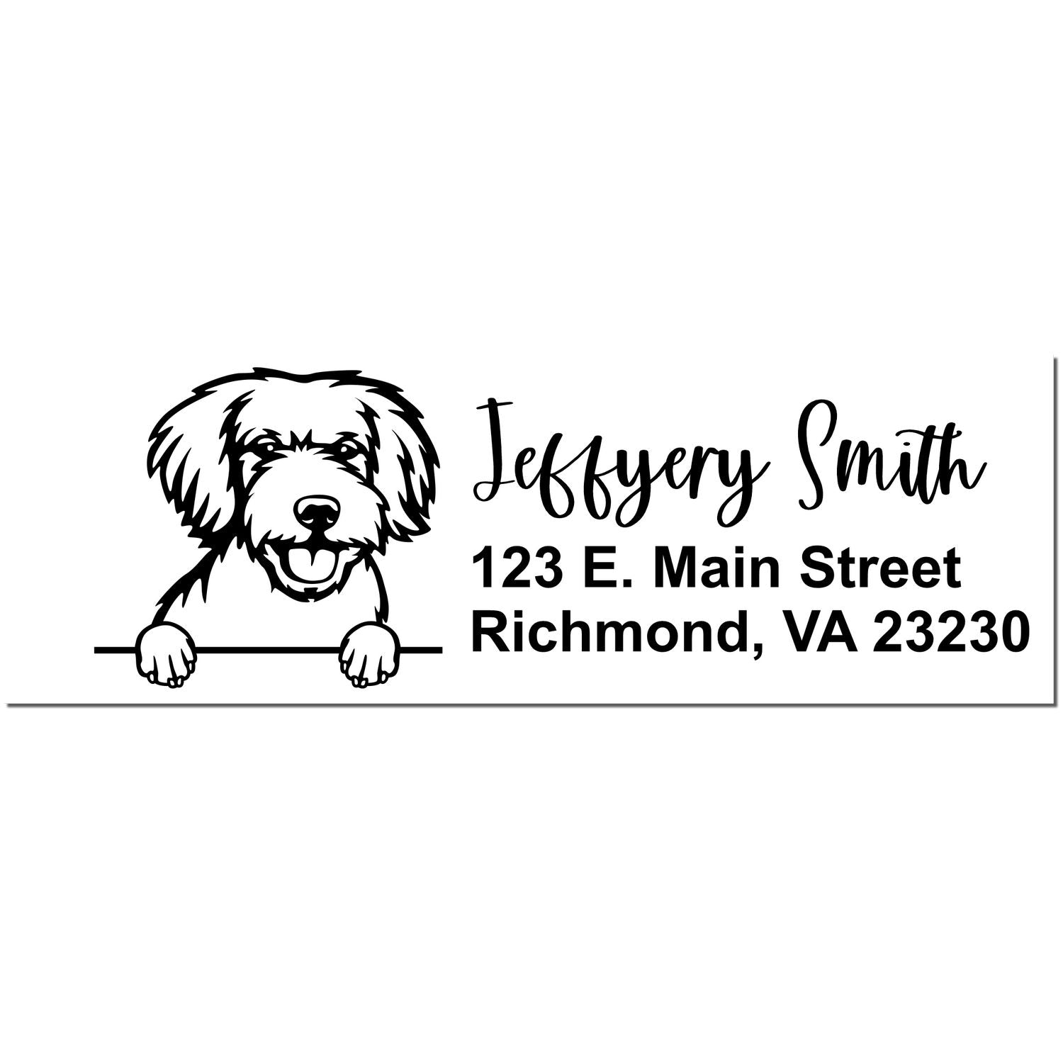 Pre-Inked Miniature Golden Doodle Dog Personalized Address Stamp