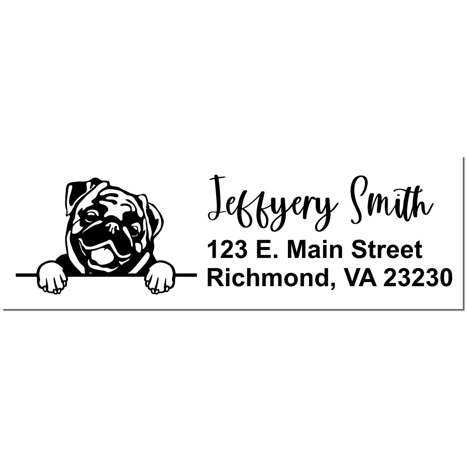 Pre-Inked Pug Dog Personalized Address Stamp