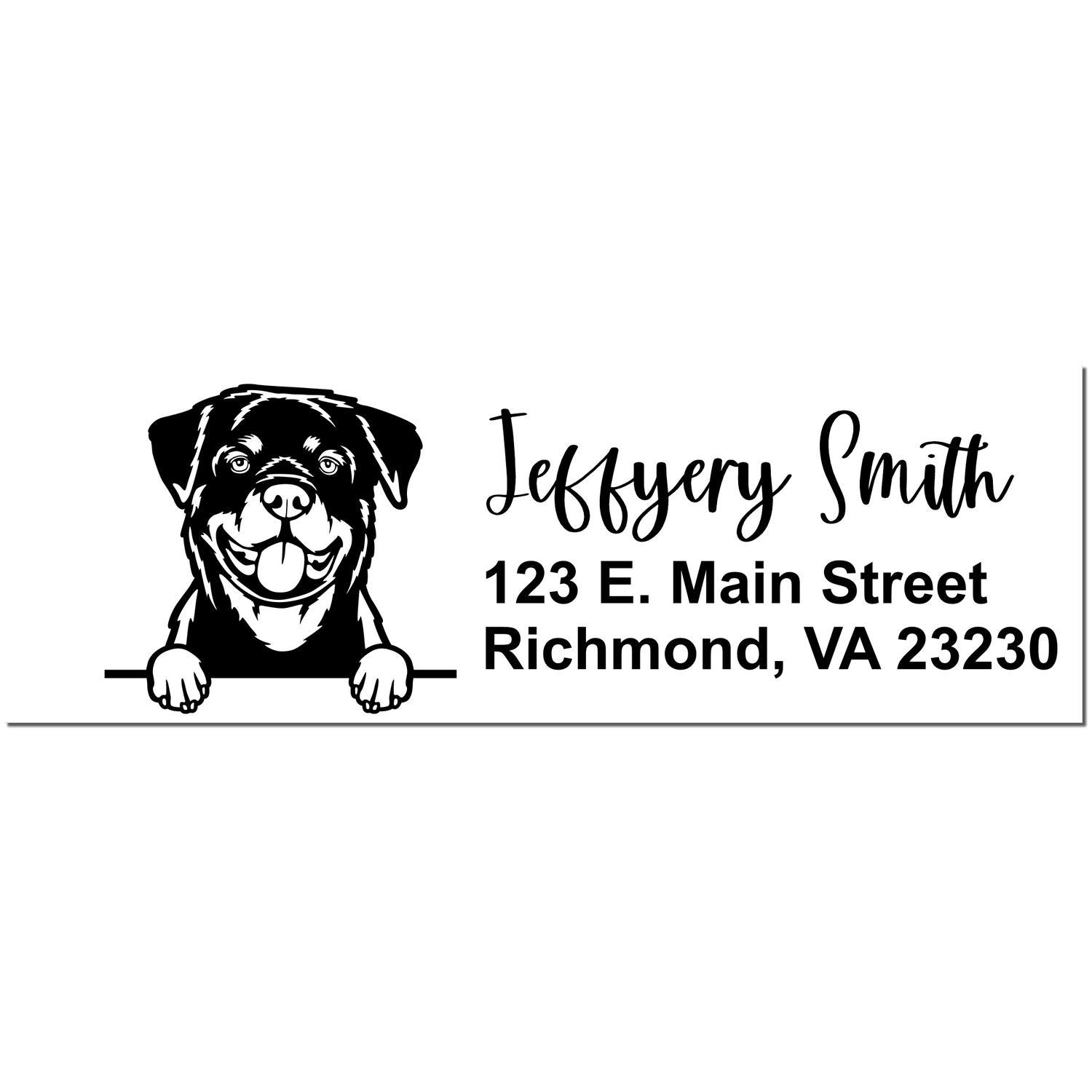 Peeking Rottweiler Name and Address Rubber Stamp