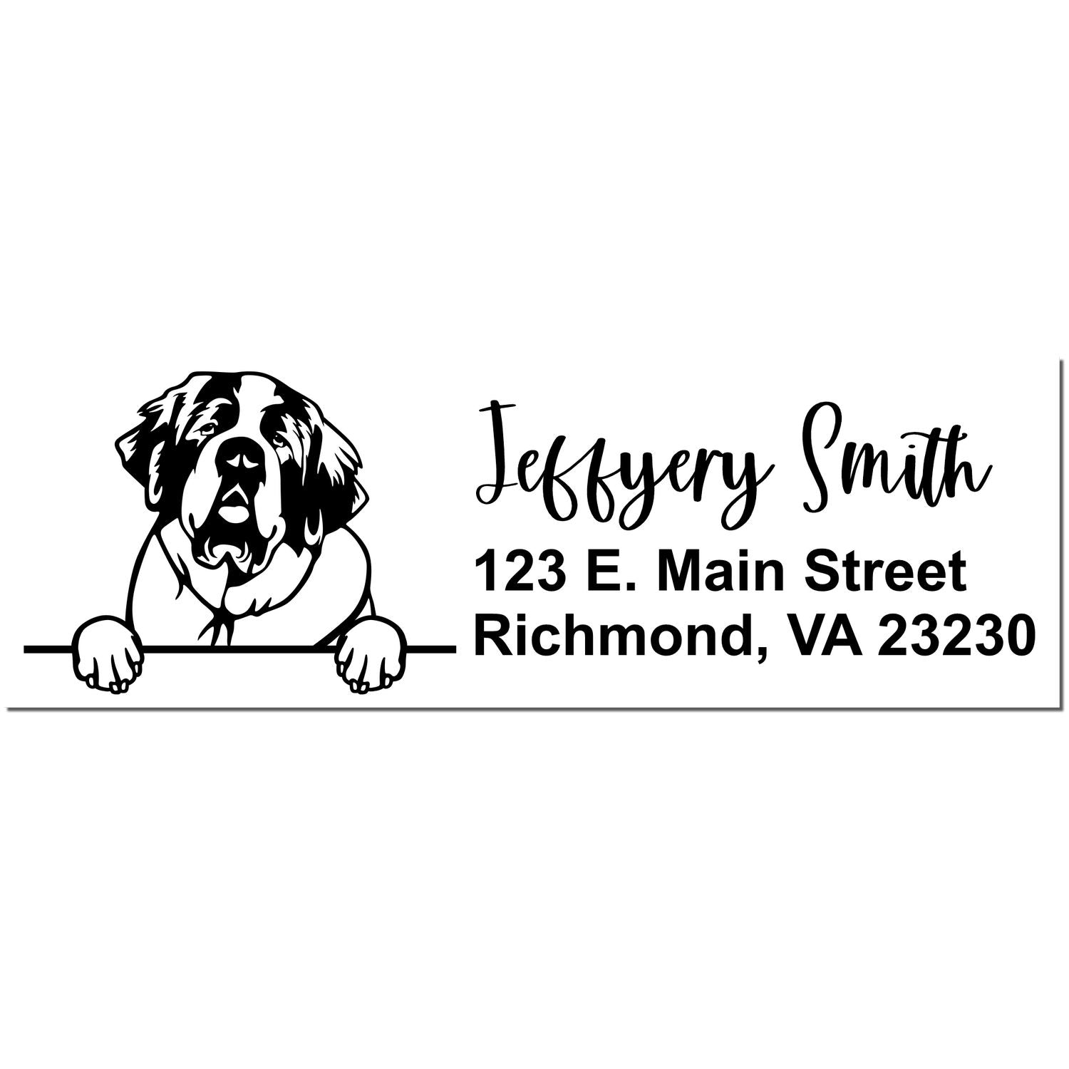 Peeking Saint Bernard Name and Address Rubber Stamp