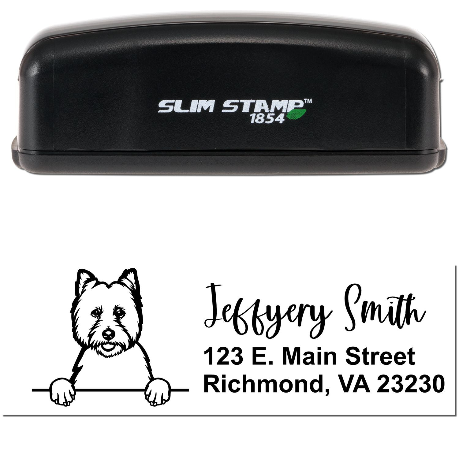 Slim West Highland White Terrier Pre-Inked Customized Stamp