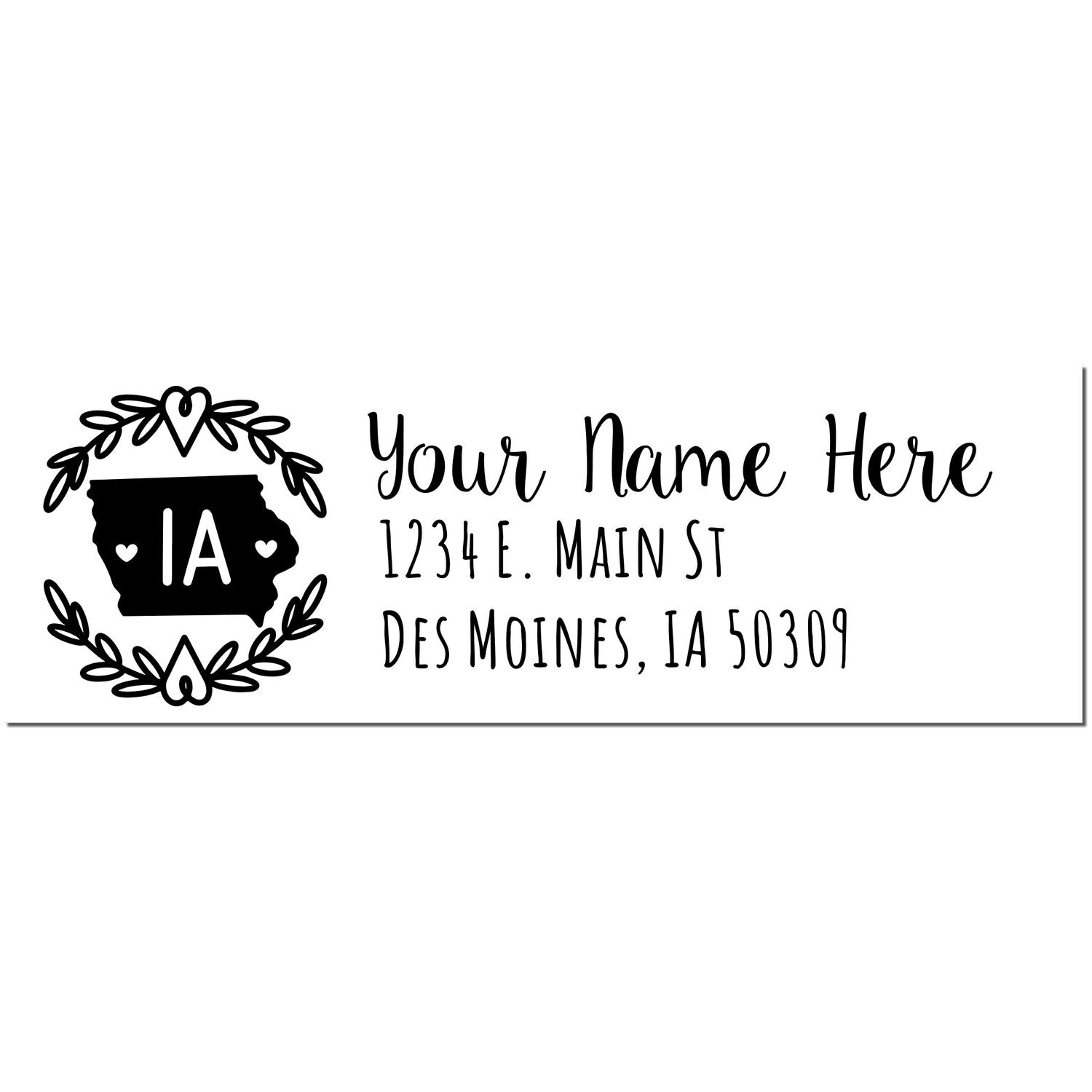 Slim Iowa Personalized Pre-Inked Address Stamp