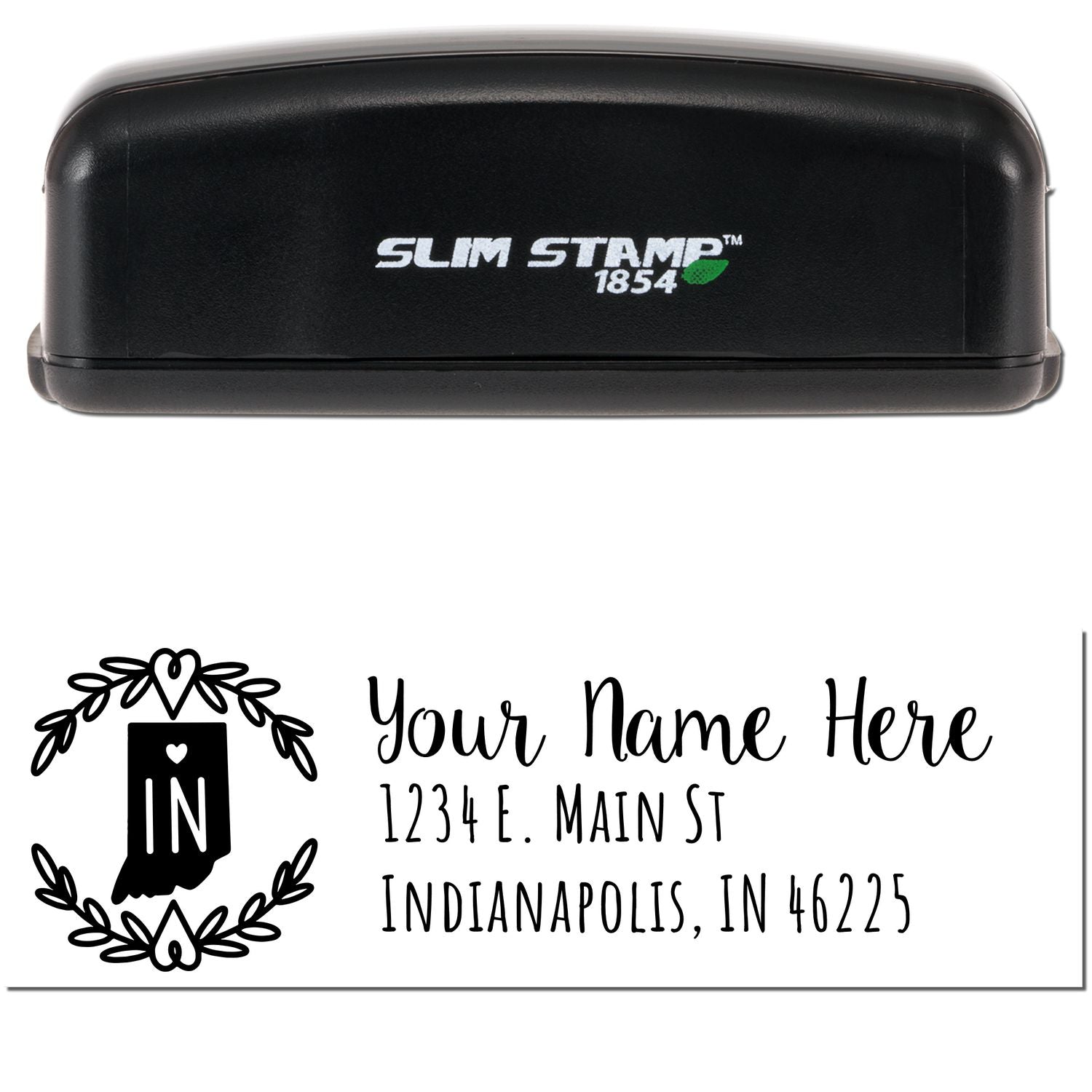 Slim Indiana Personalized Pre-Inked Address Stamp - Engineer Seal Stamps