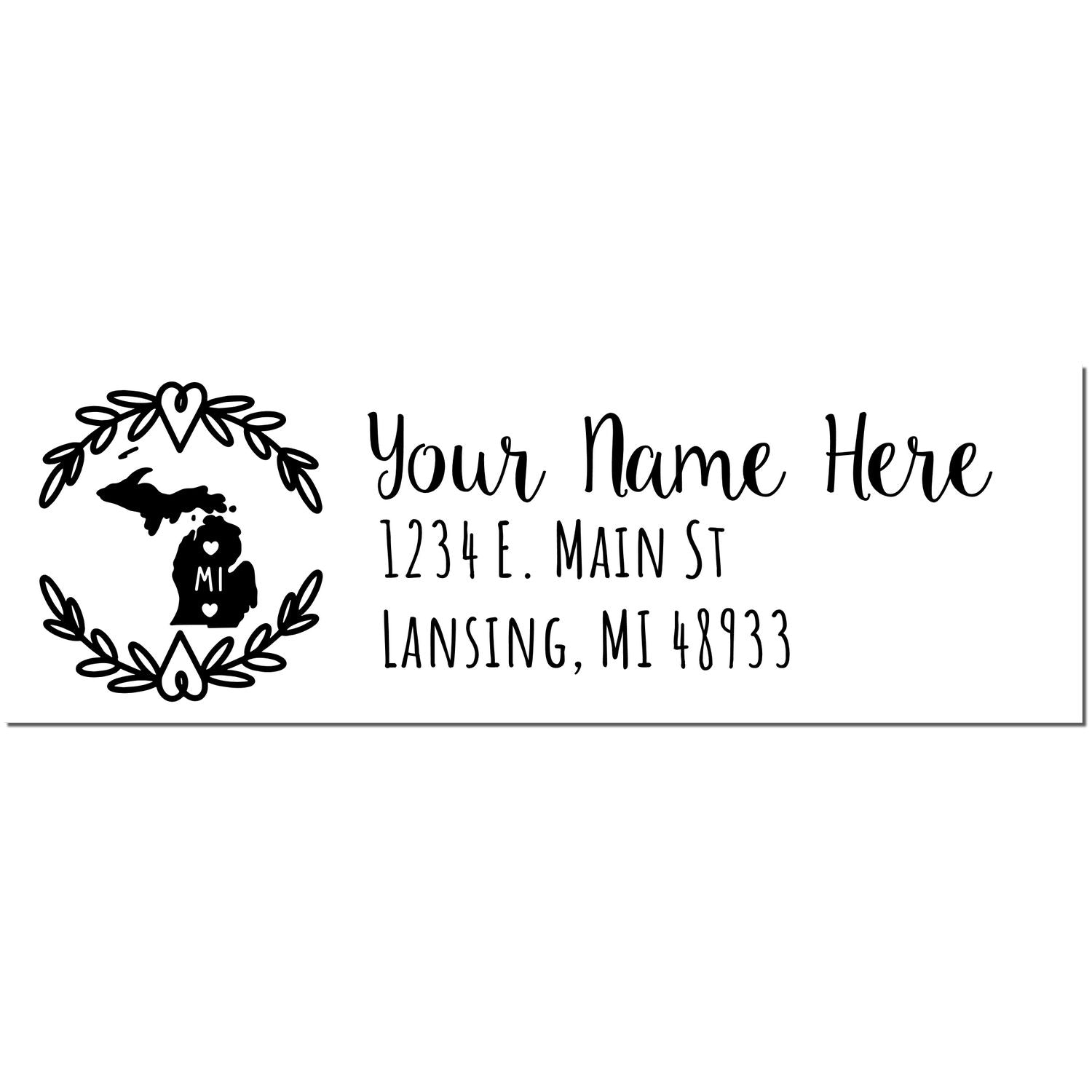 Slim Michigan Personalized Pre-Inked Address Stamp - Engineer Seal Stamps