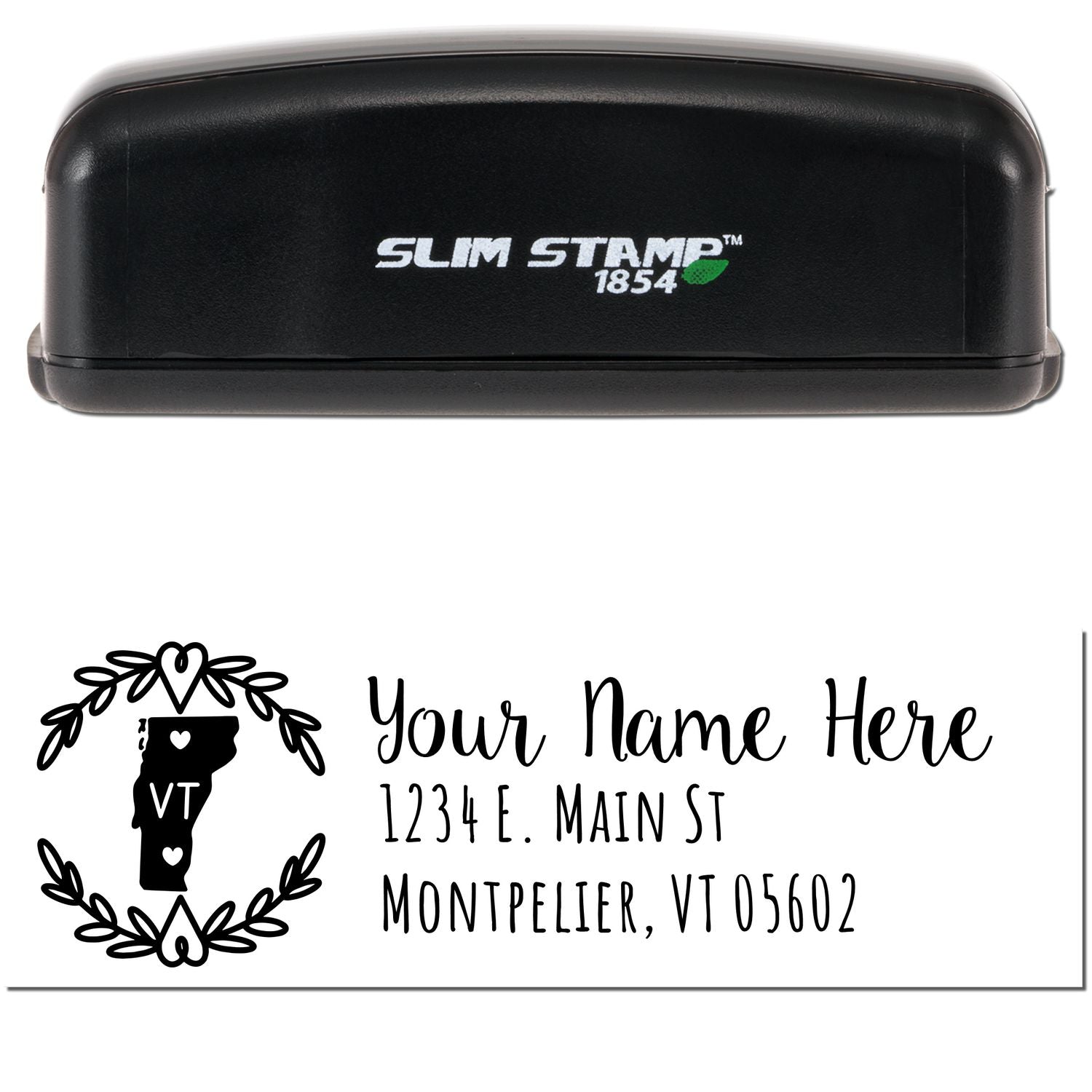 Slim Vermont Personalized Pre-Inked Address Stamp