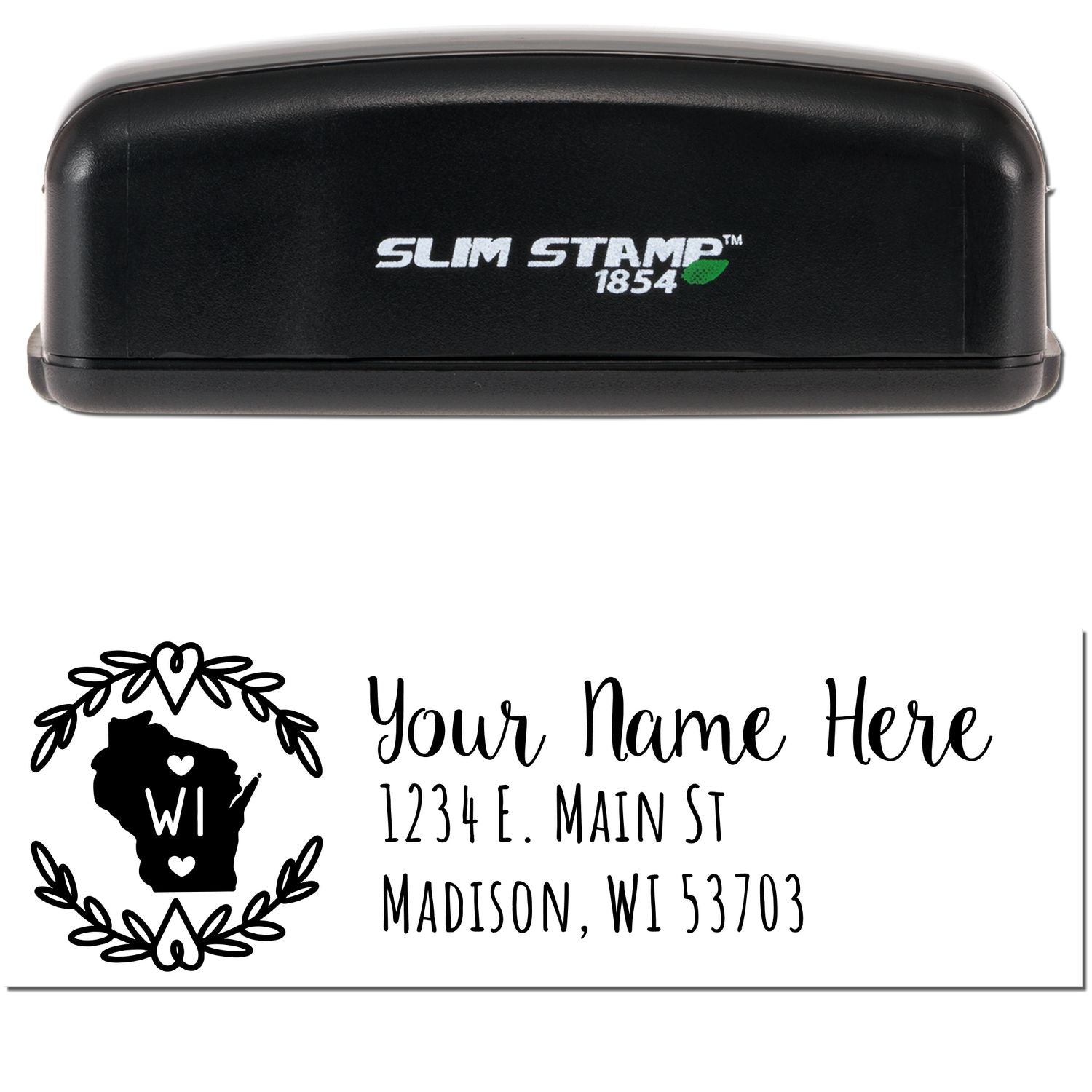 Slim Wisconsin Personalized Pre-Inked Address Stamp