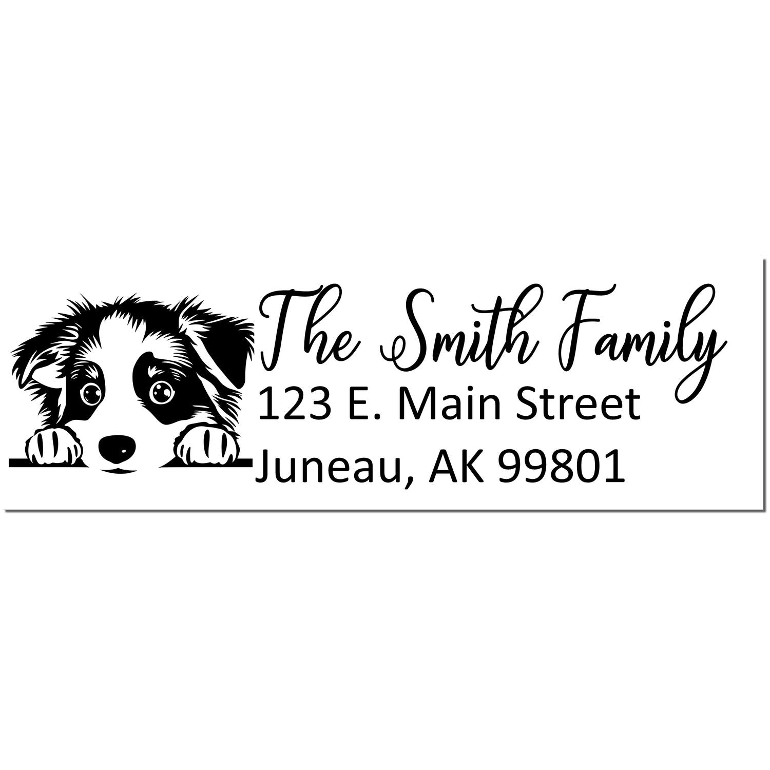 Slim Australian Shepherd Dog Mail Address Stamp