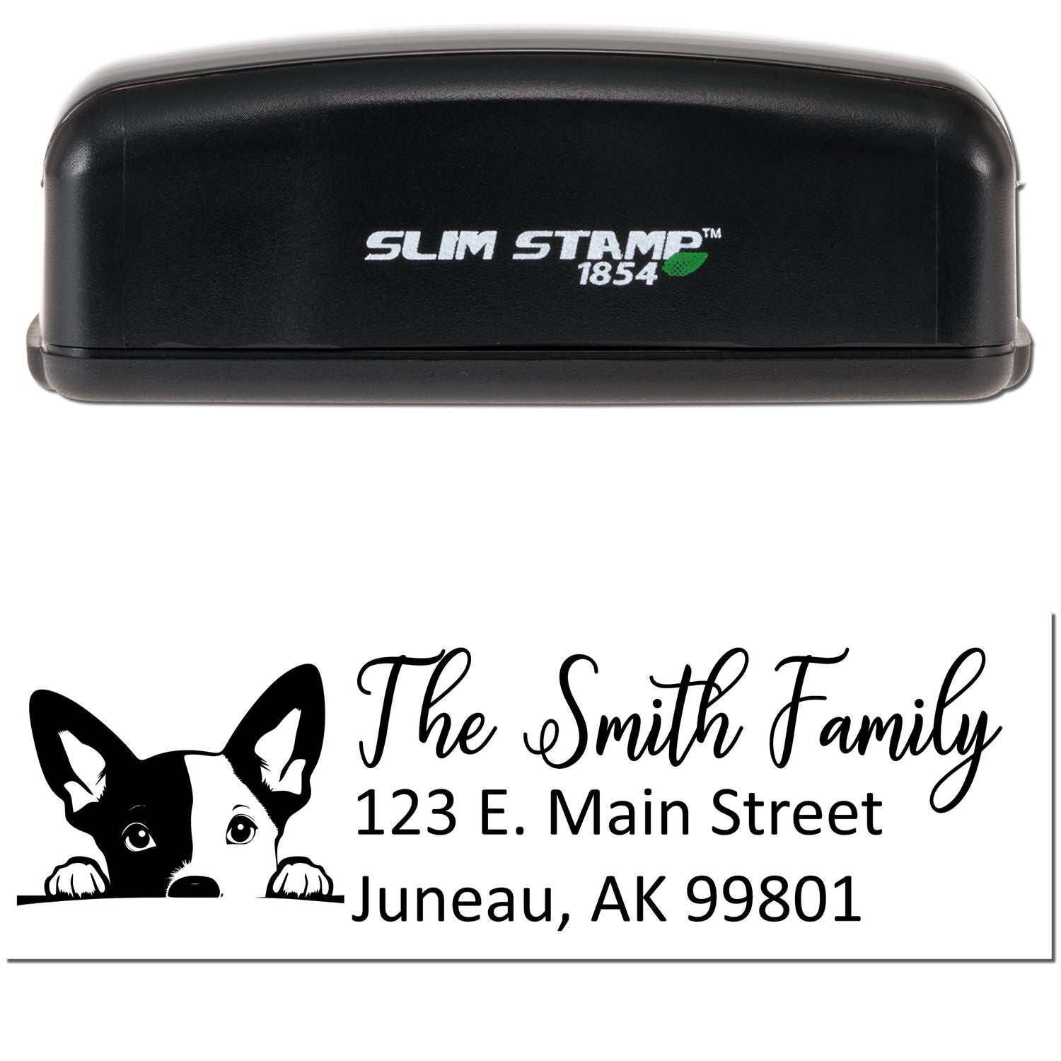 Slim Basenji Dog Mail Address Stamp