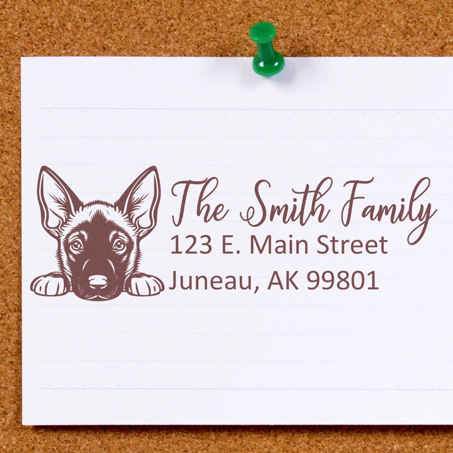 Slim Belgian Malinois Dog Mail Address Stamp