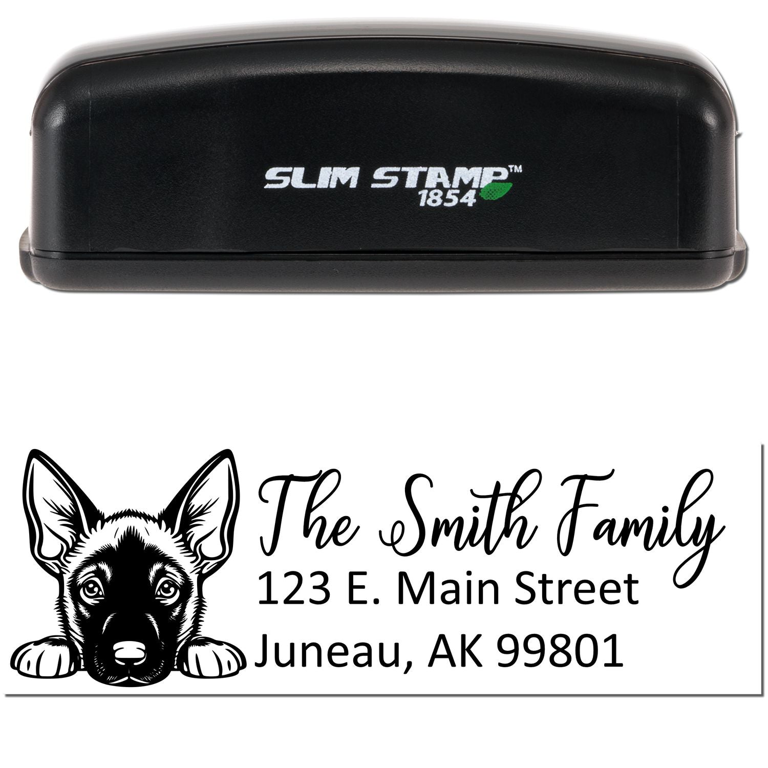 Slim Belgian Malinois Dog Mail Address Stamp