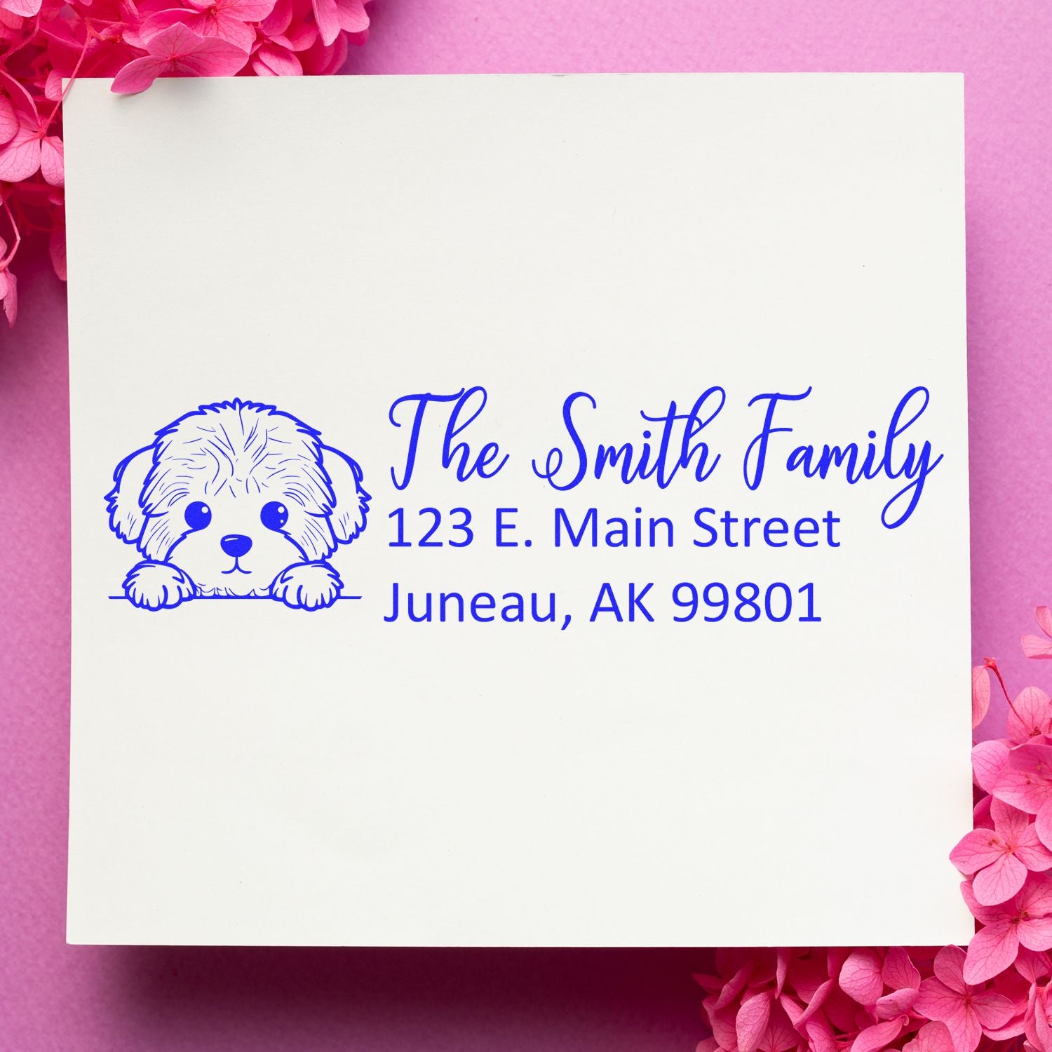 Slim Bichon Frise Dog Mail Address Stamp