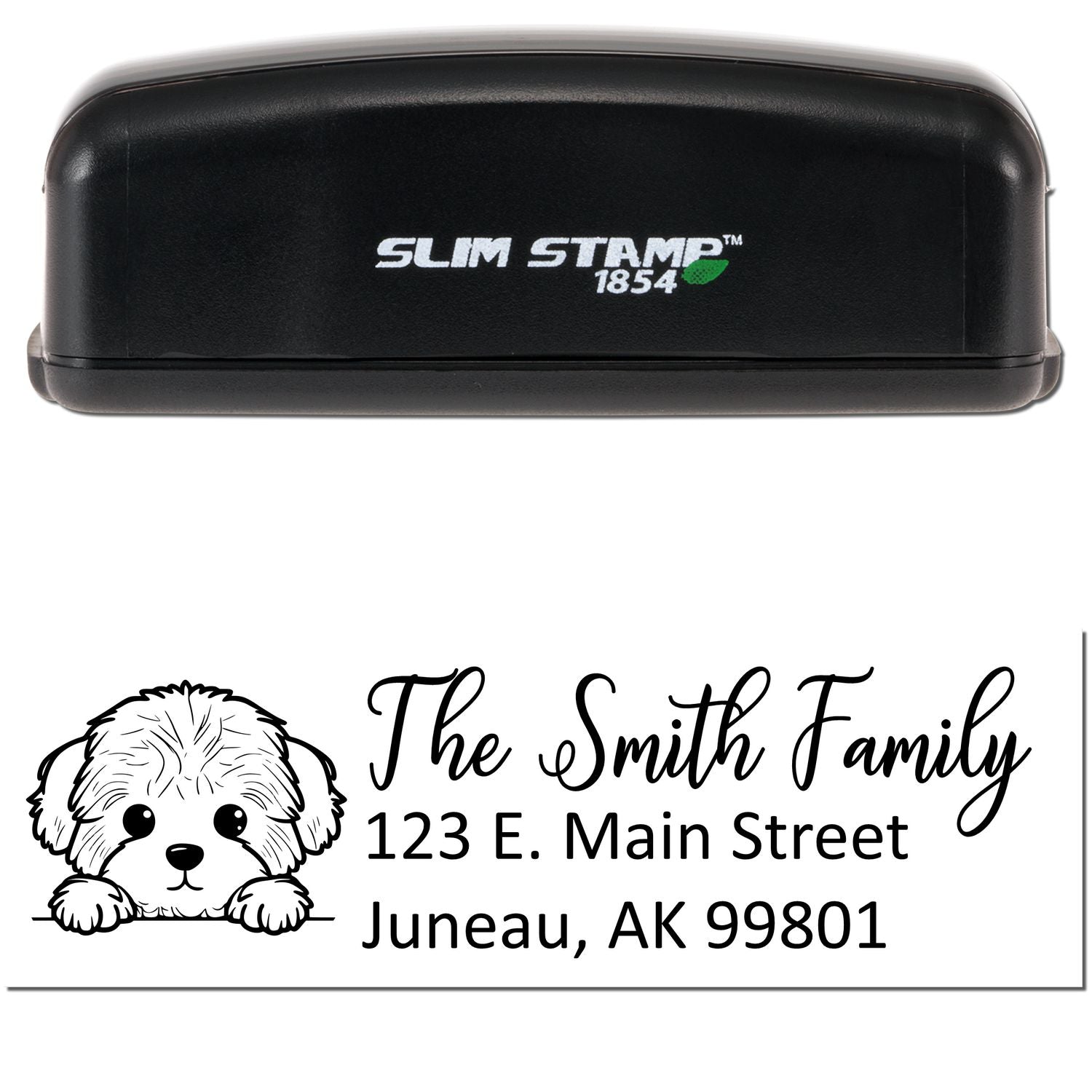 Slim Bichon Frise Dog Mail Address Stamp