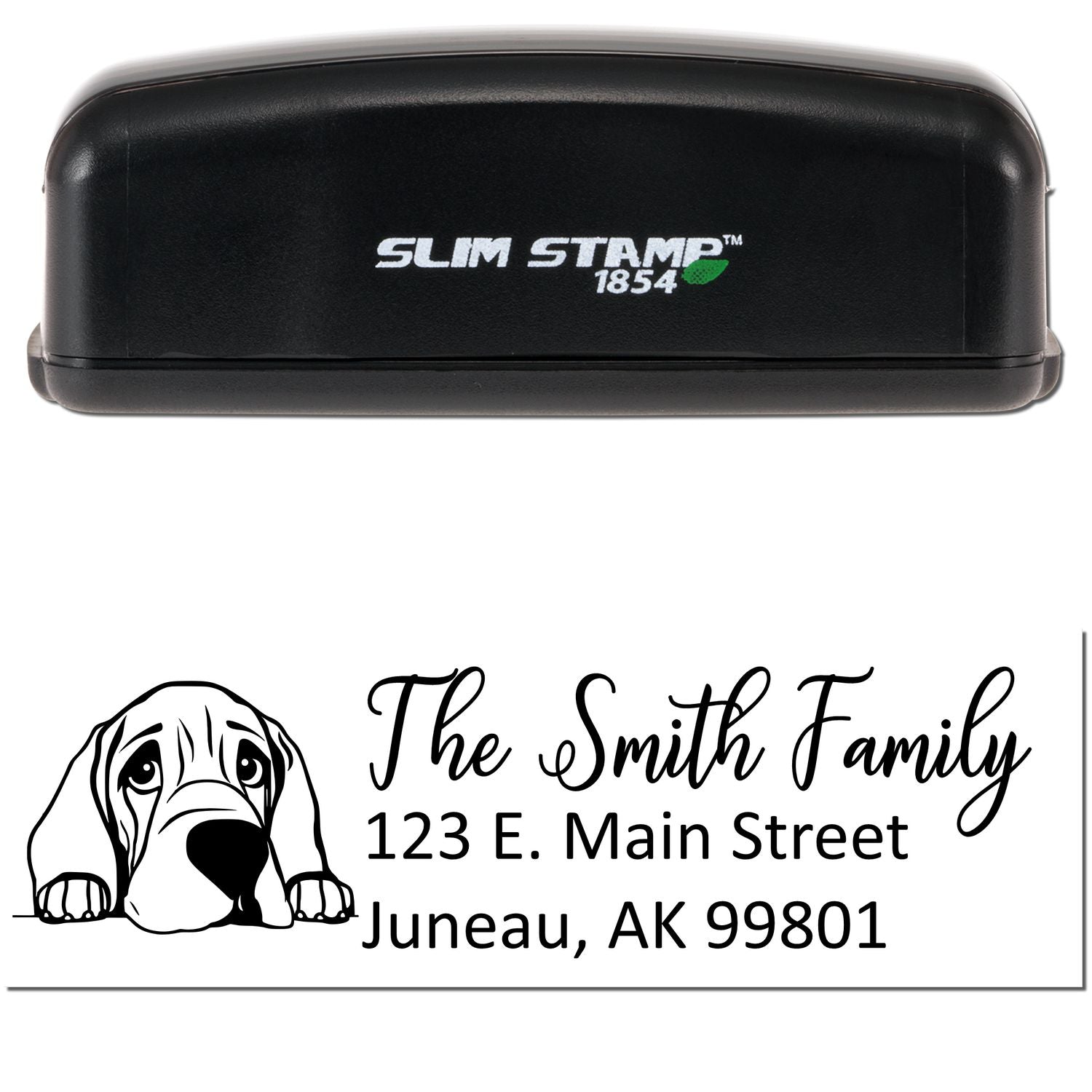 Slim Bloodhound Dog Mail Address Stamp