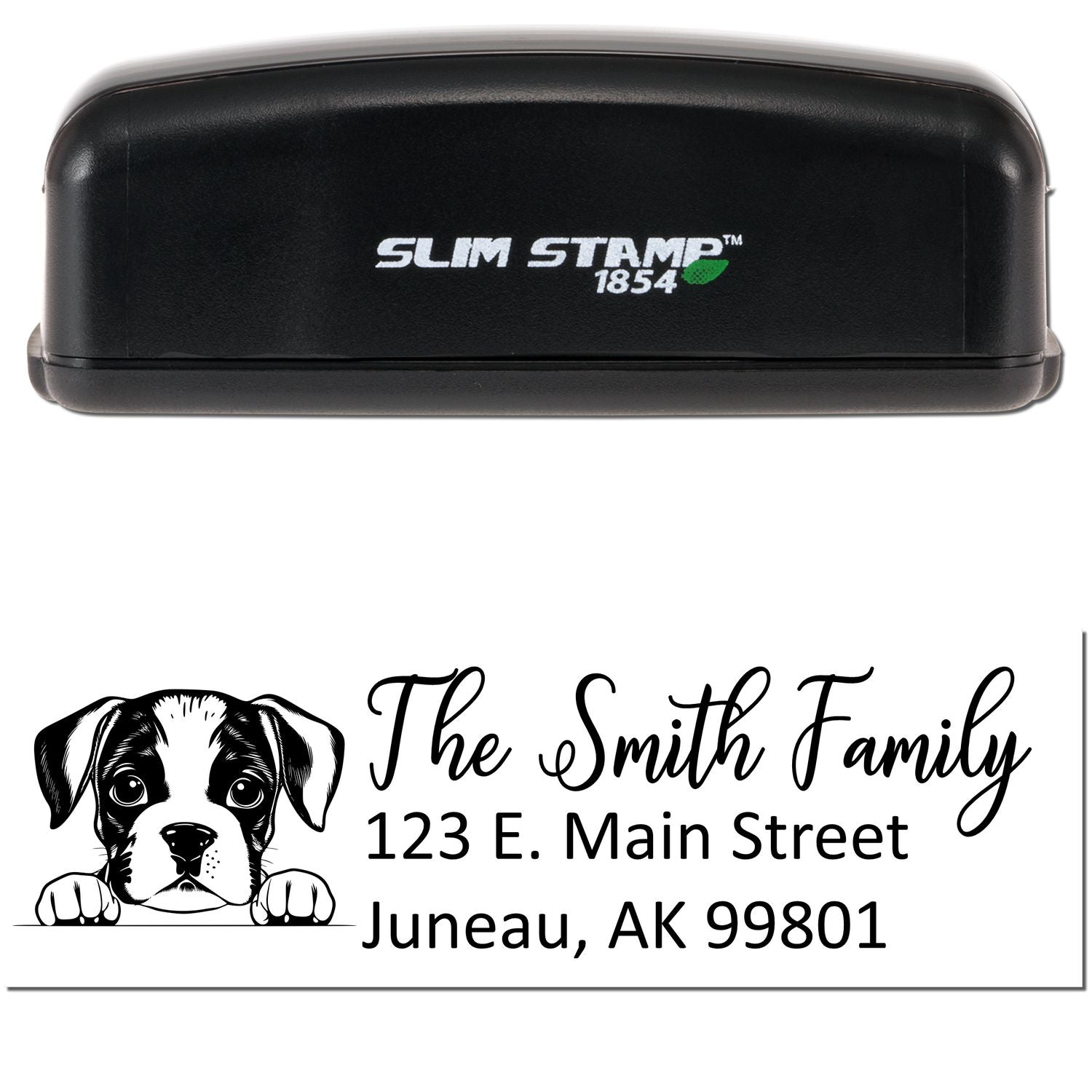 Slim Boxer Dog Mail Address Stamp