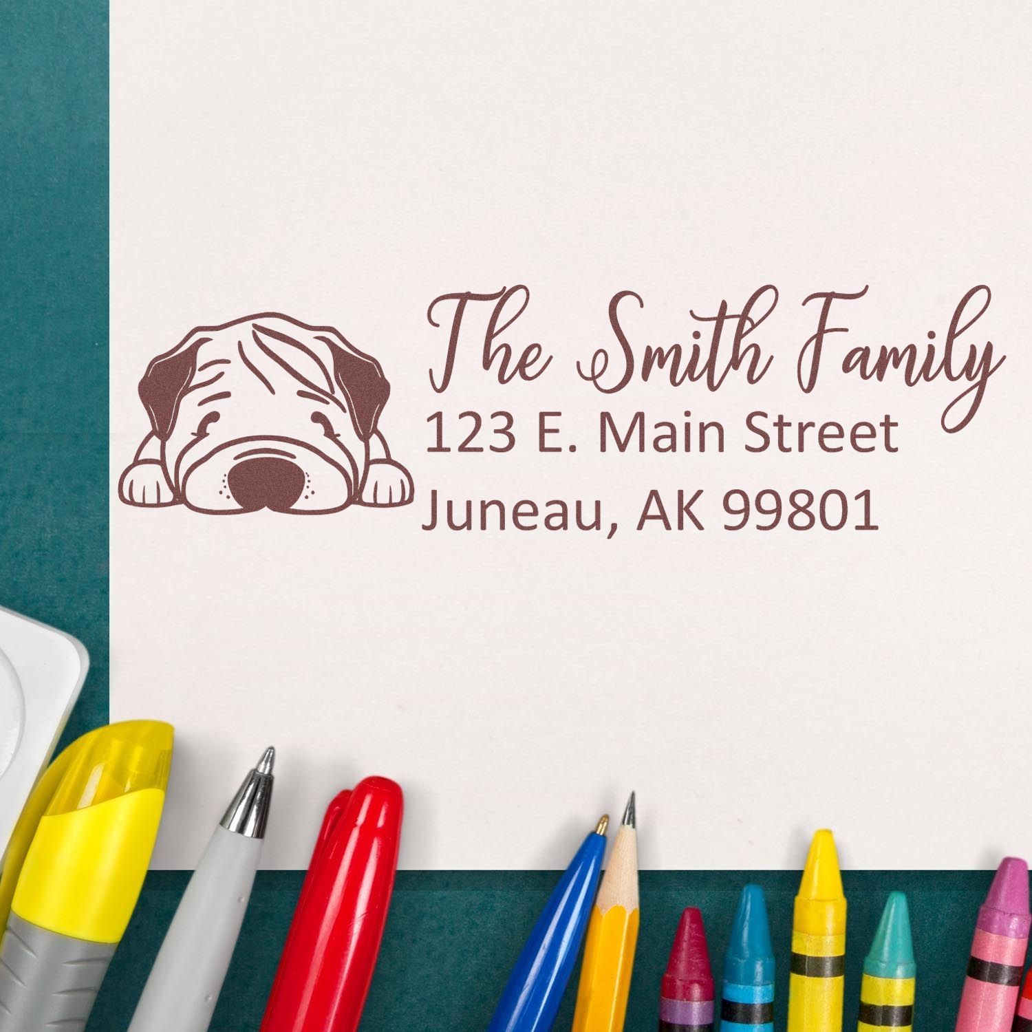 Customized Chinese Shar Pei Self-Inking Home Address Stamp