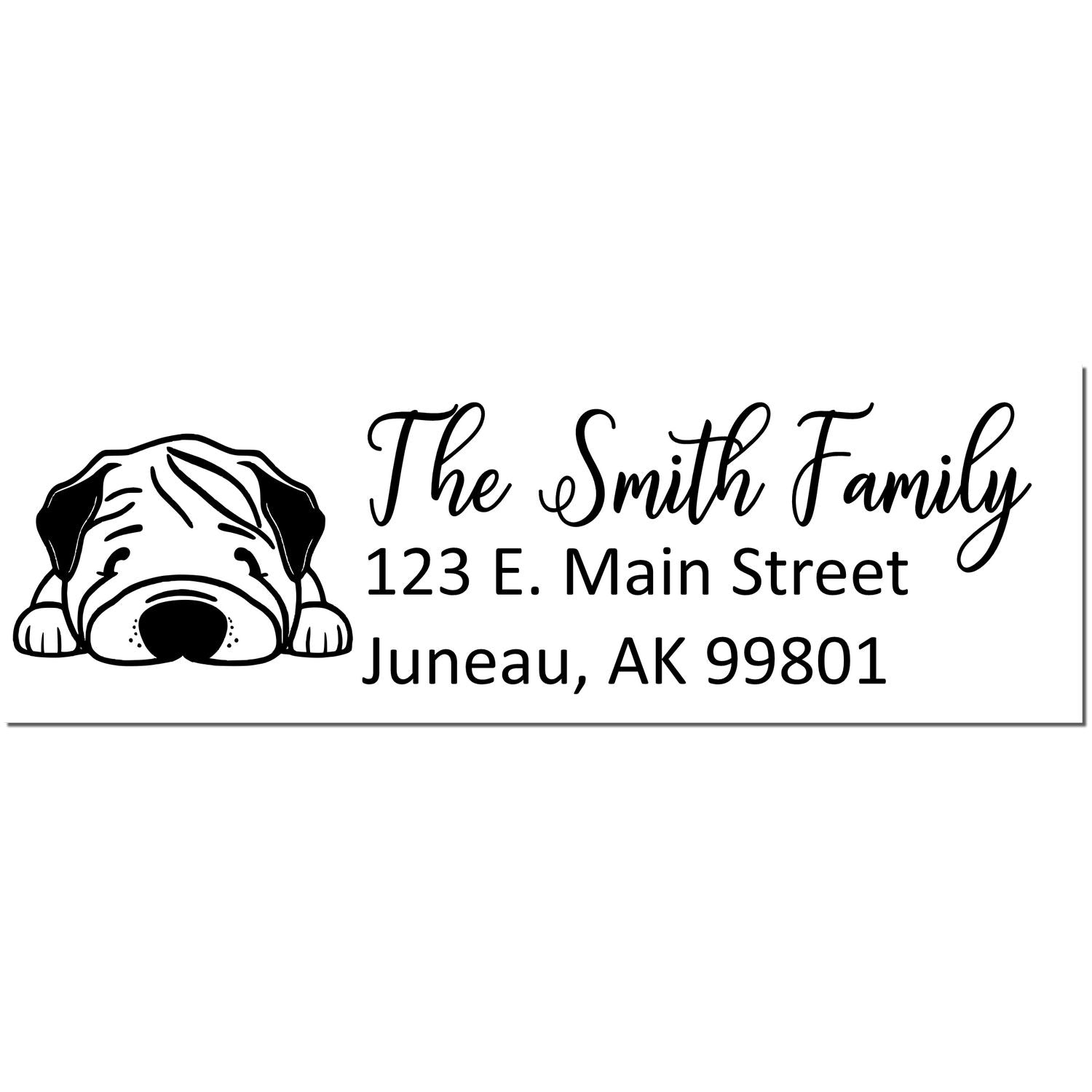 Slim Chinese Shar Pei Dog Mail Address Stamp