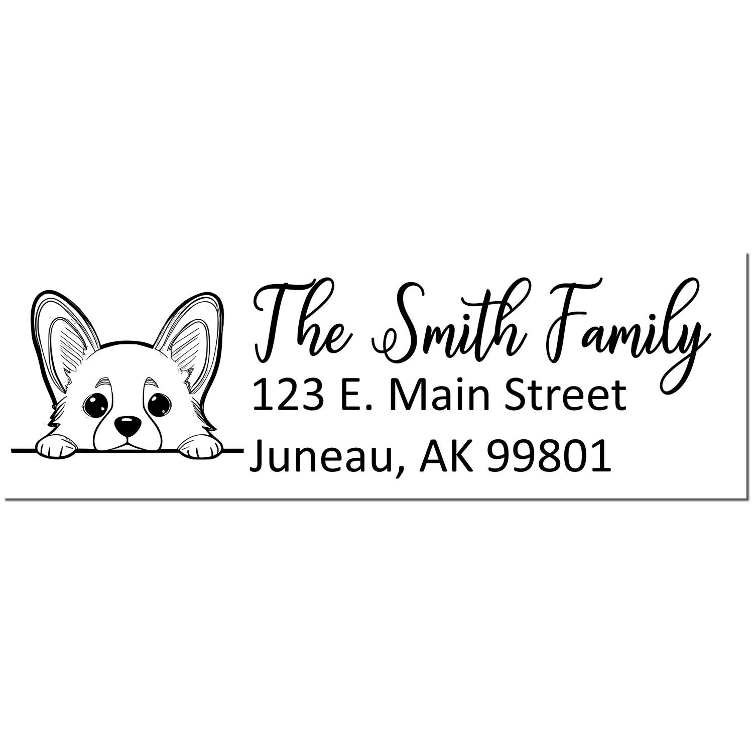 Slim Corgi Dog Mail Address Stamp