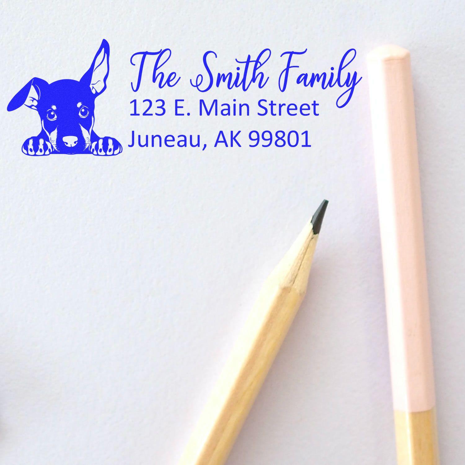 Doberman Pinscher Pre-Inked Home Address Stamp