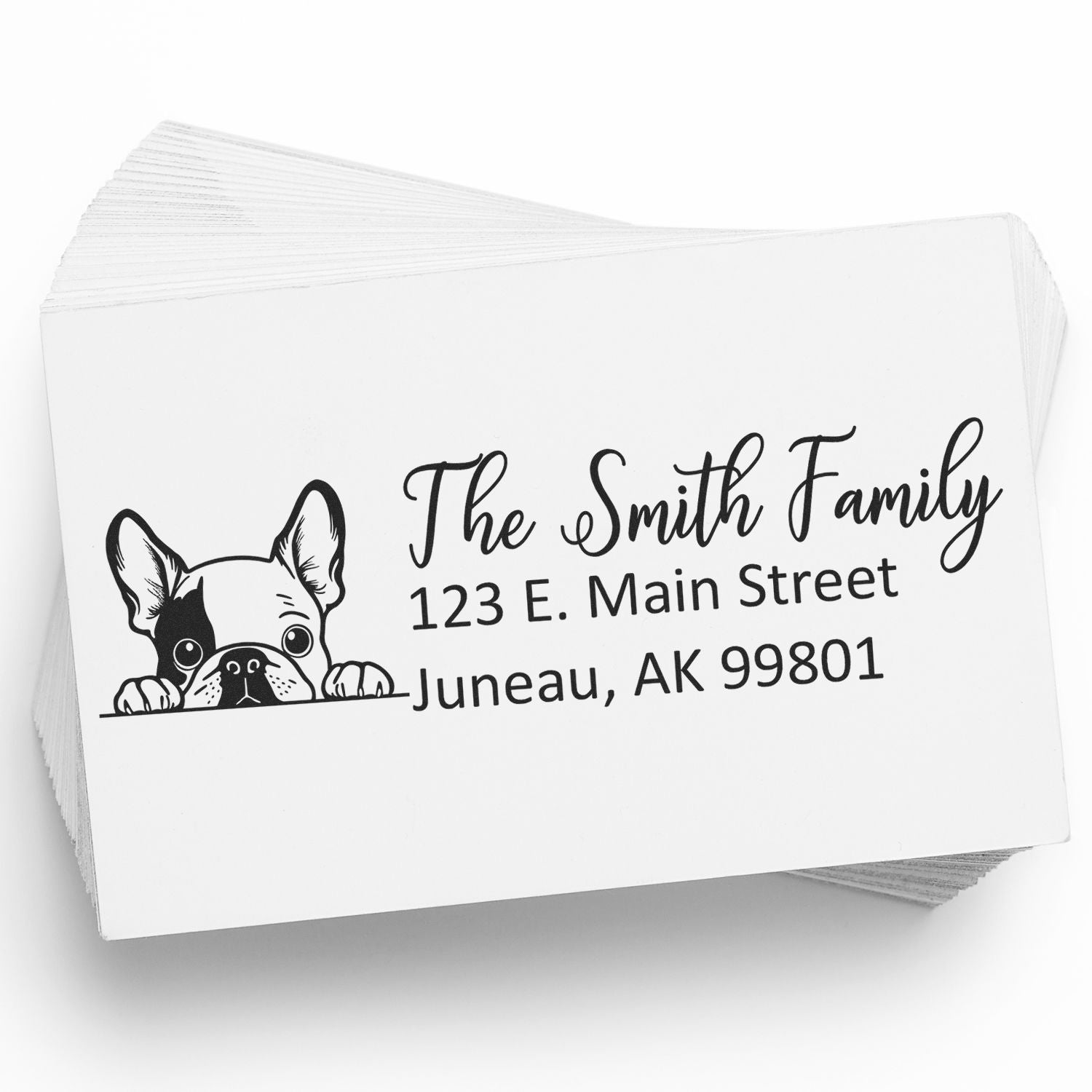 Slim French Bulldog Dog Mail Address Stamp