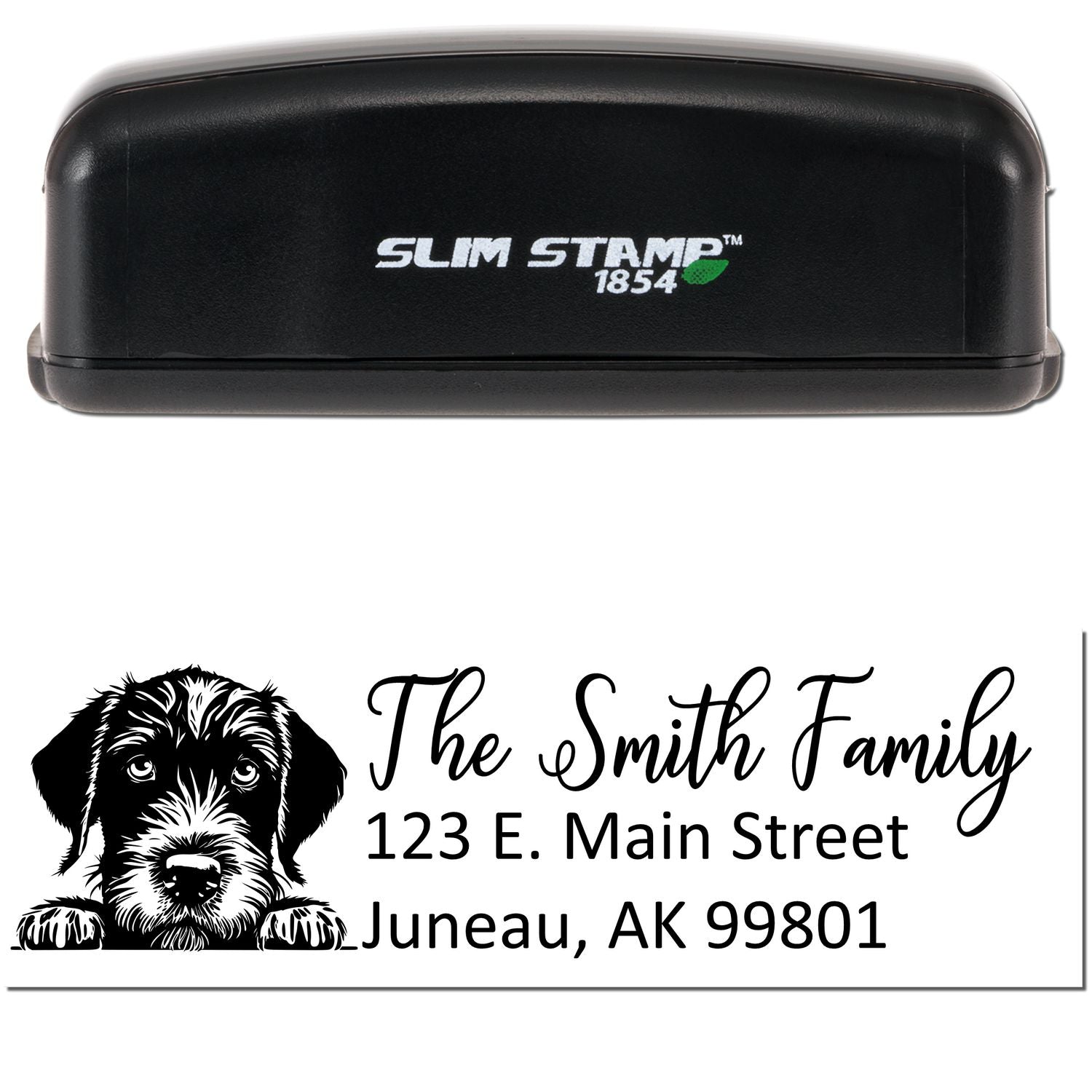 Slim German Wirehaired Pointer Dog Mail Address Stamp