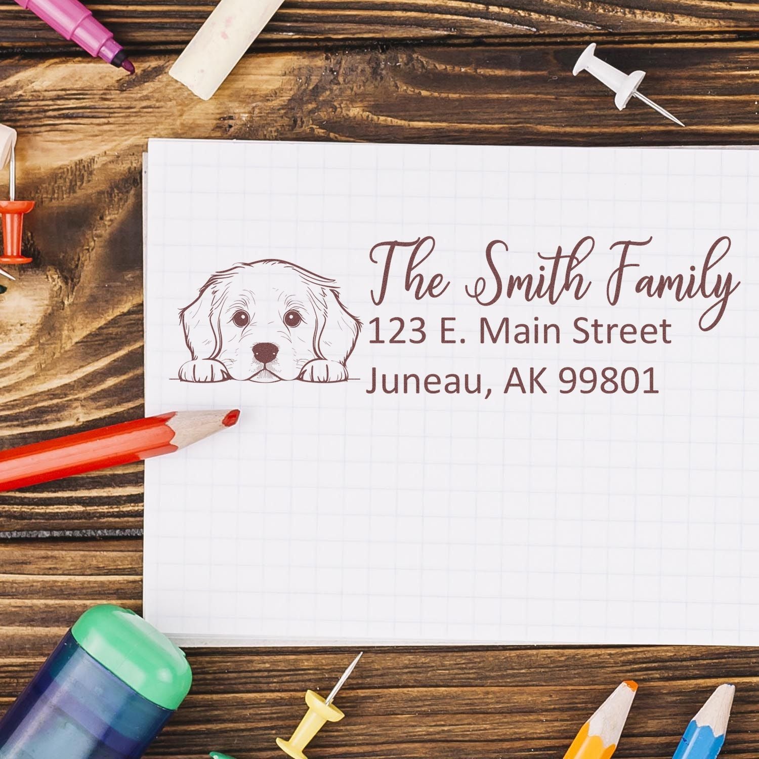 Golden Retriever Customized Address Stamp