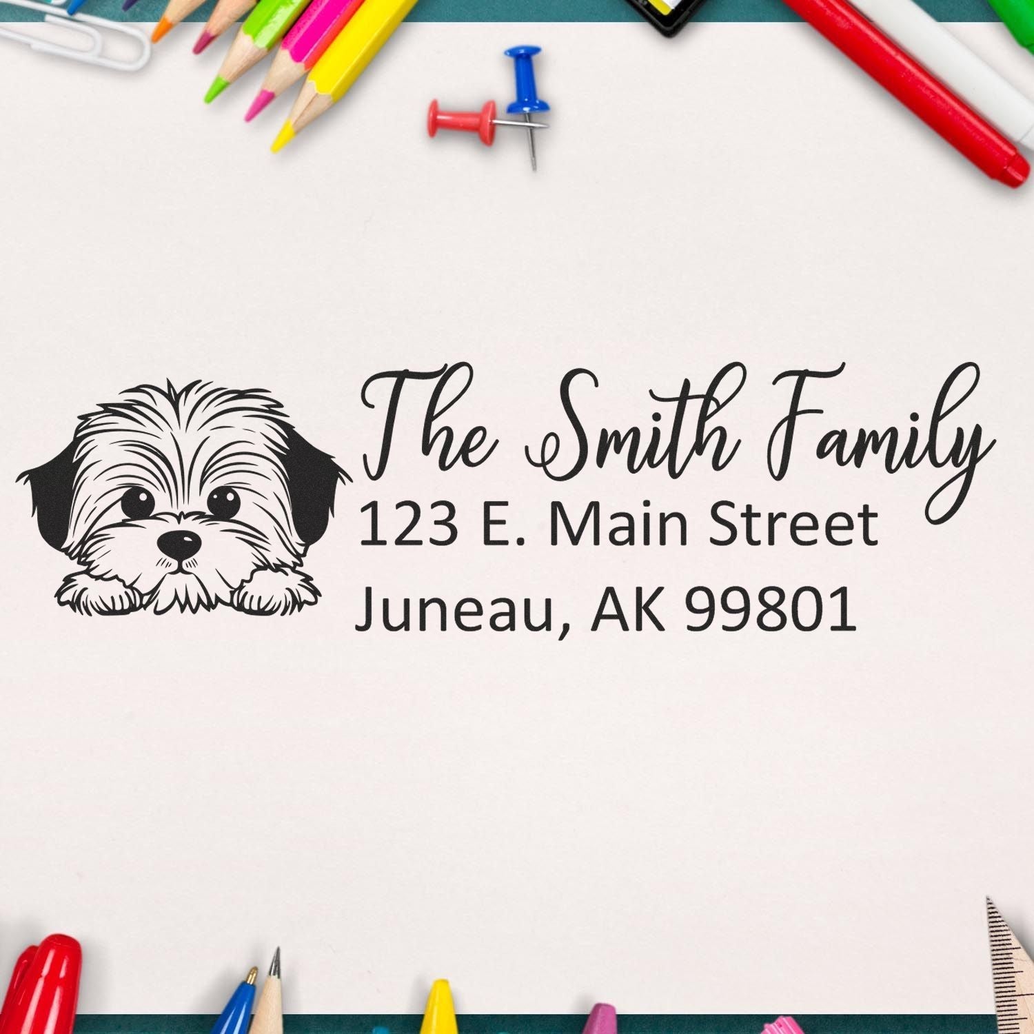 Slim Havanese Dog Mail Address Stamp