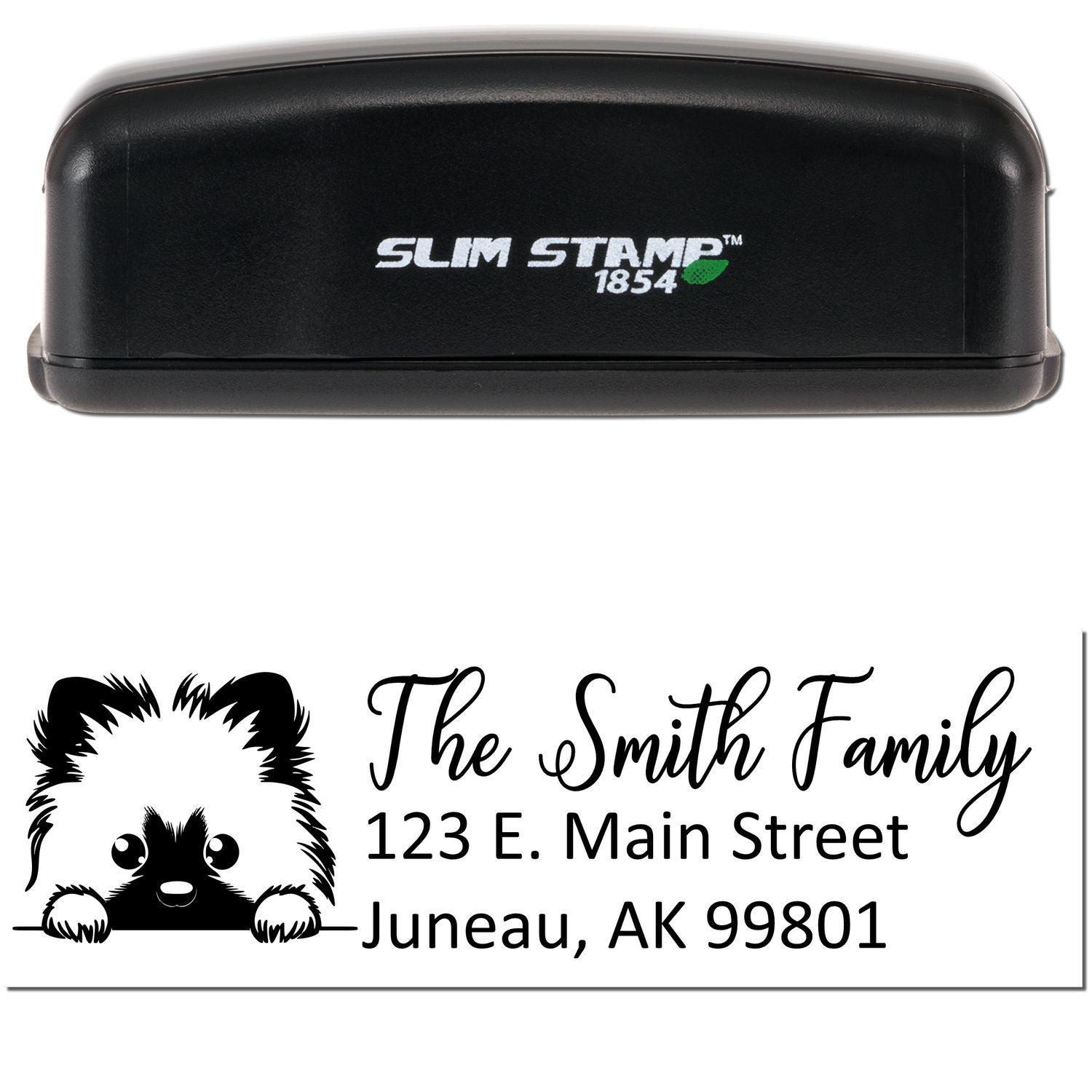 Slim Keeshond Dog Mail Address Stamp