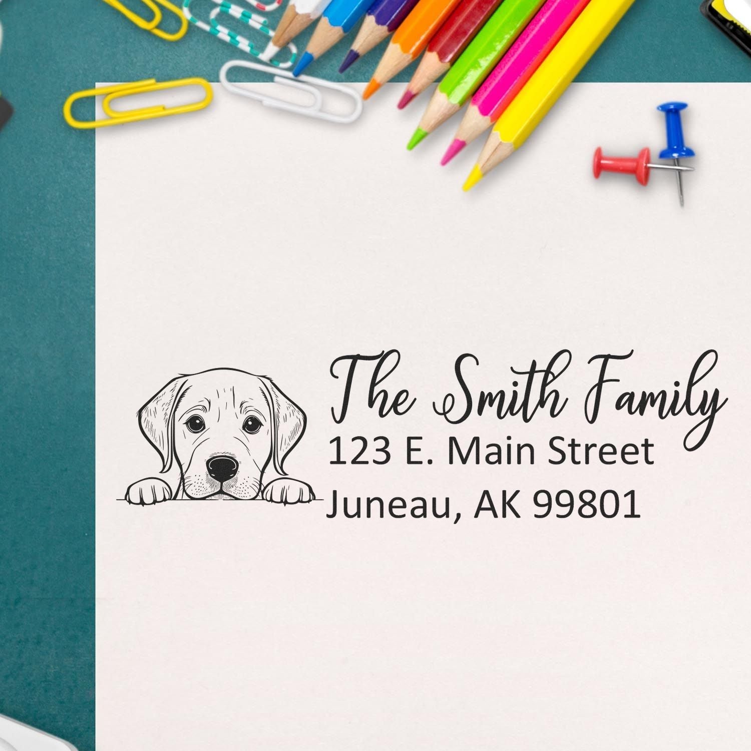 Slim Labrador Retriever Dog Mail Address Stamp