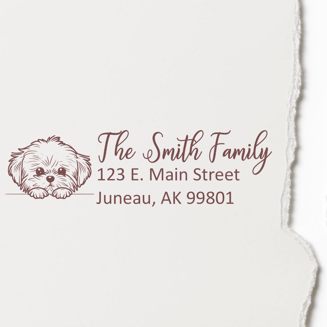 Slim Maltese Dog Mail Address Stamp