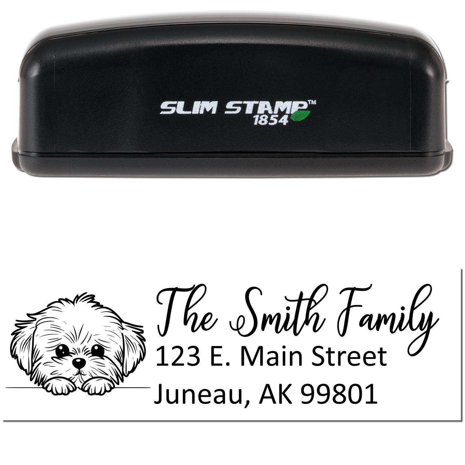 Slim Maltese Dog Mail Address Stamp