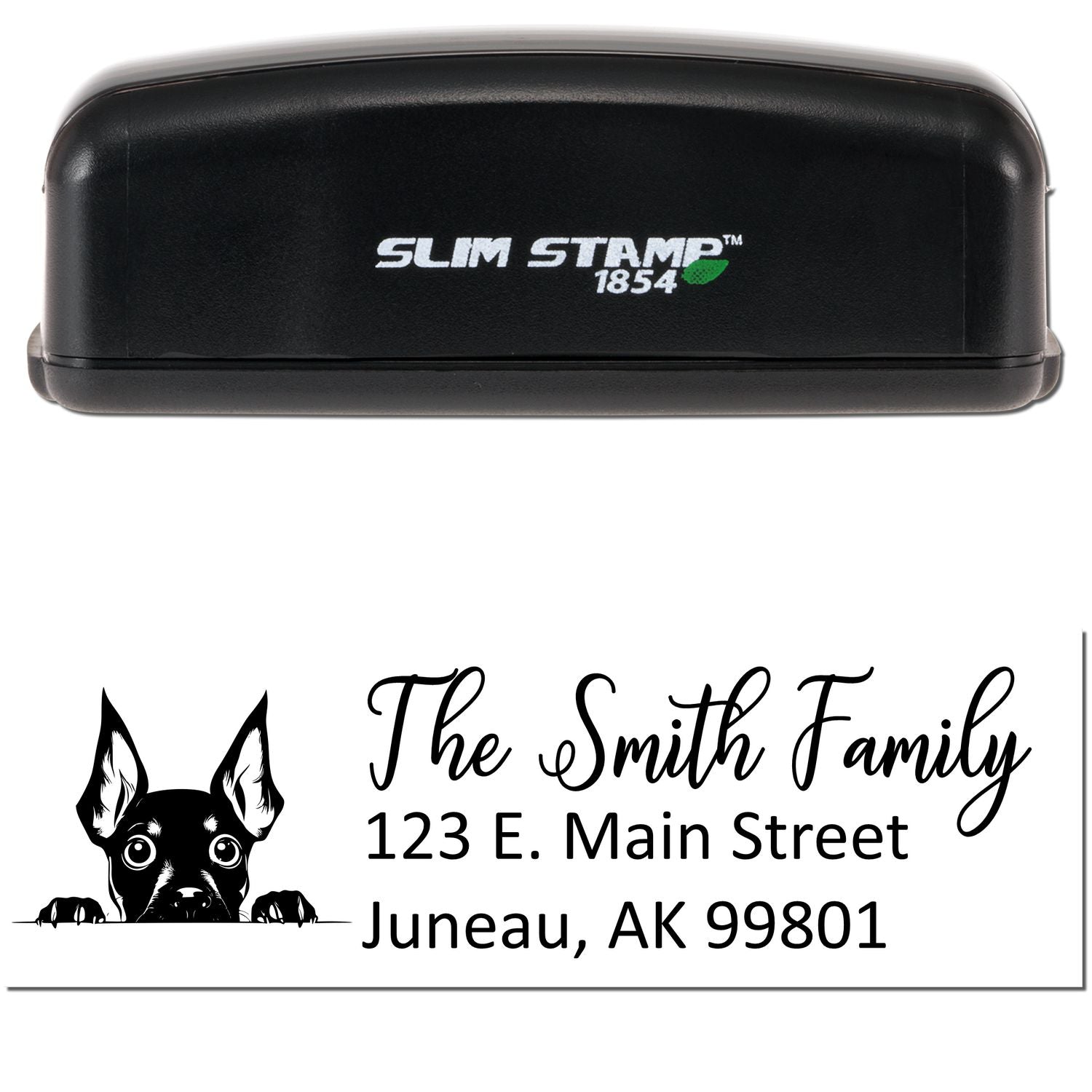 Slim Miniature Pinscher Dog Mail Address Stamp