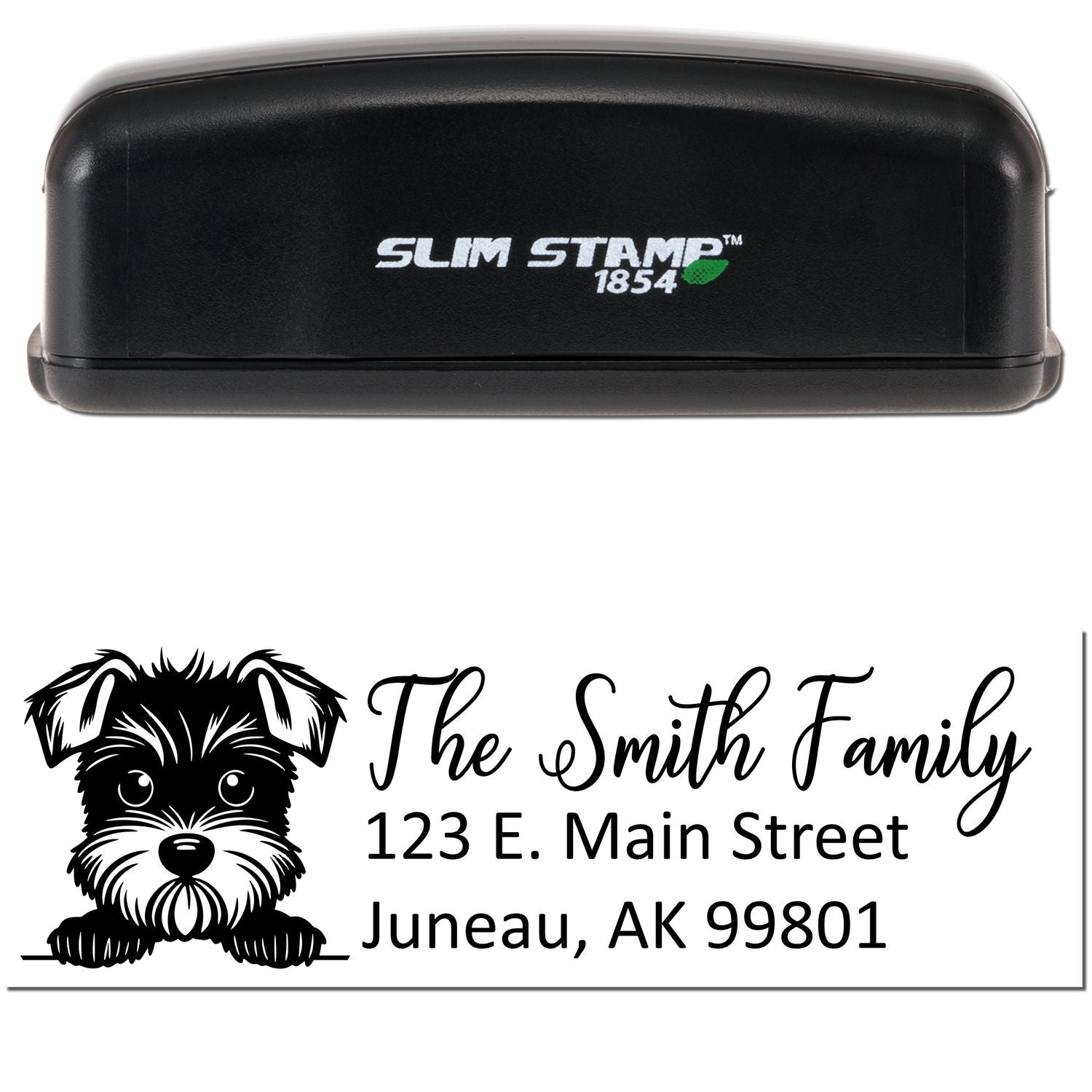 Slim Miniature Schnauzer Dog Mail Address Stamp