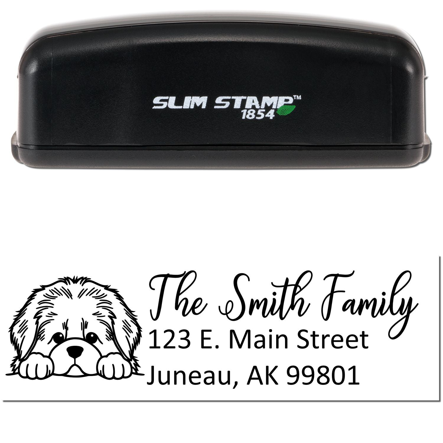 Slim Newfoundland Dog Mail Address Stamp