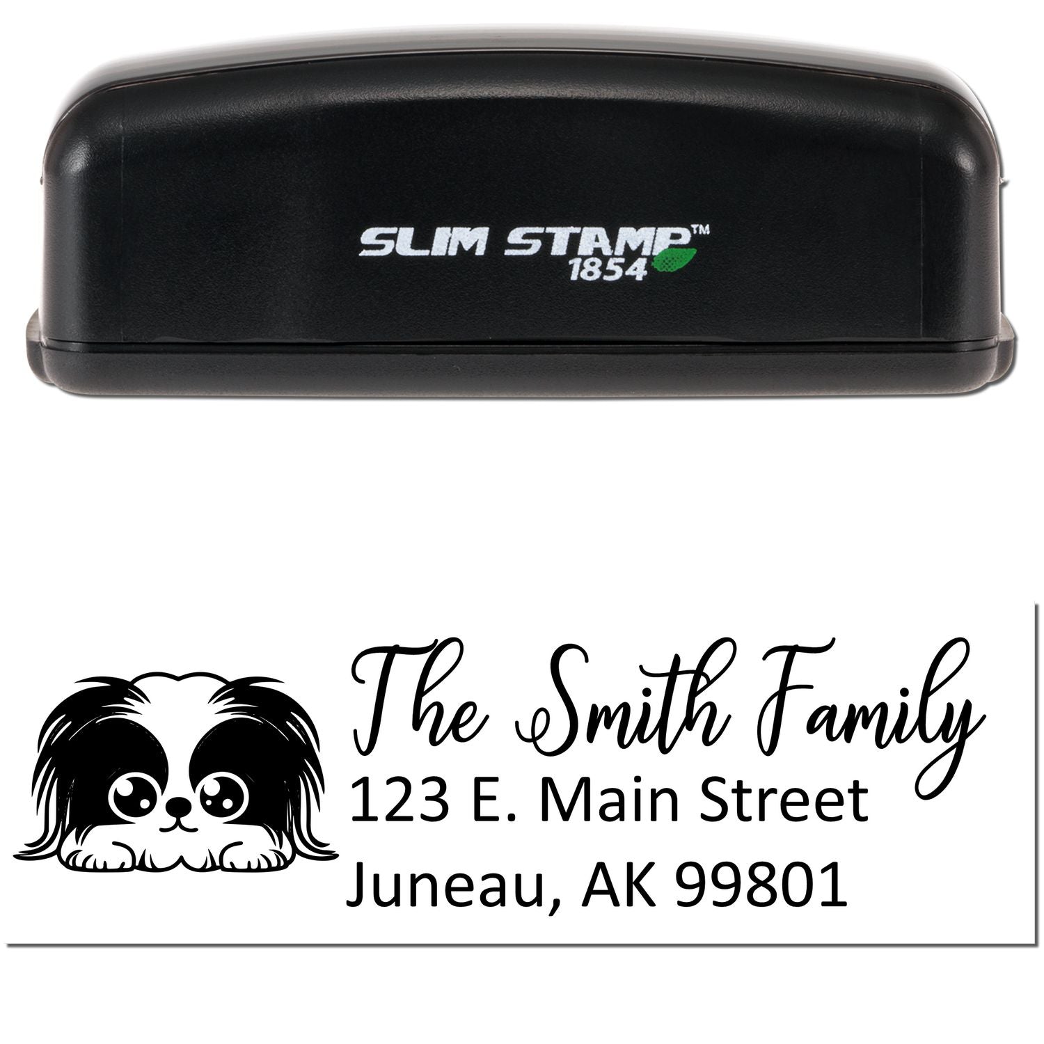 Slim Pekingese Dog Mail Address Stamp