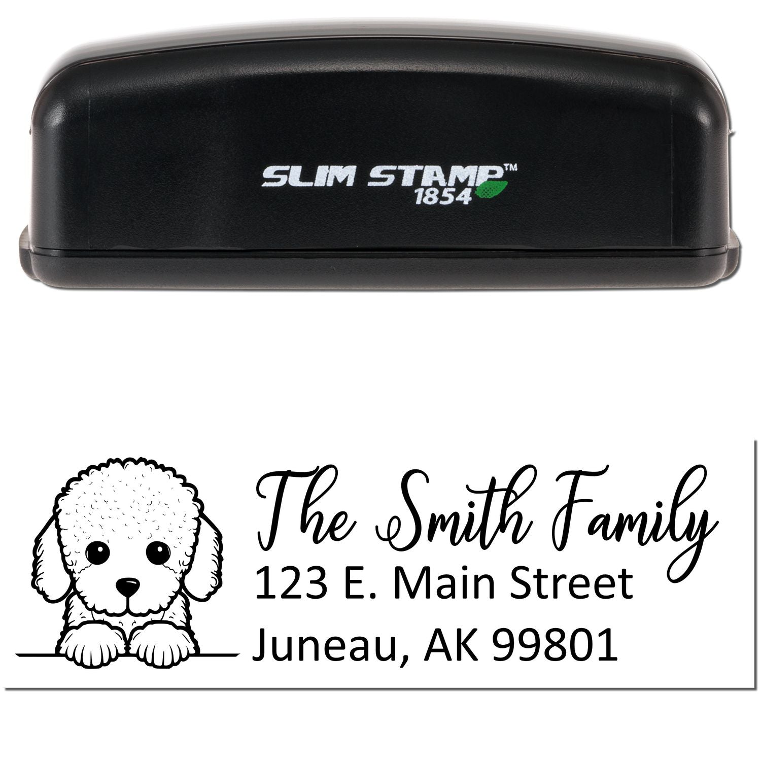 Slim Poodle Dog Mail Address Stamp