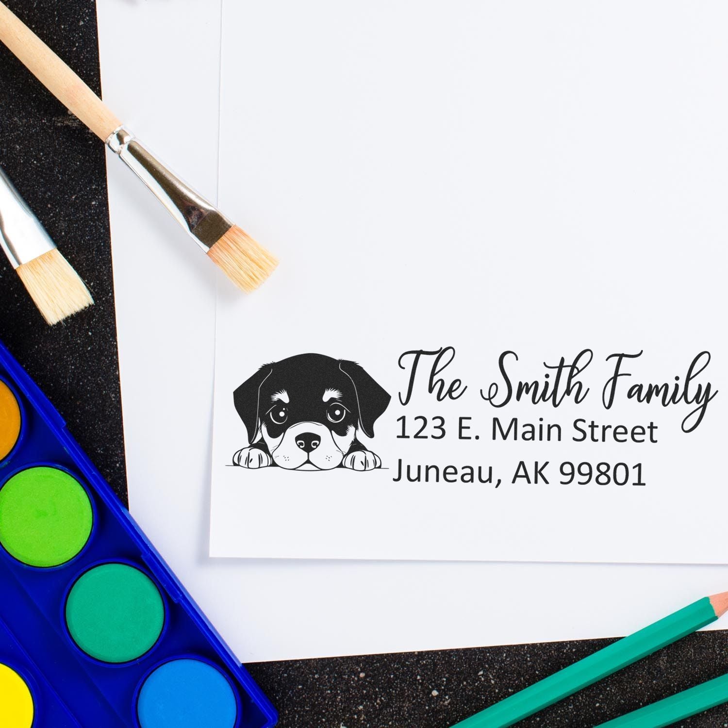 Slim Rottweiler Dog Mail Address Stamp - Engineer Seal Stamps