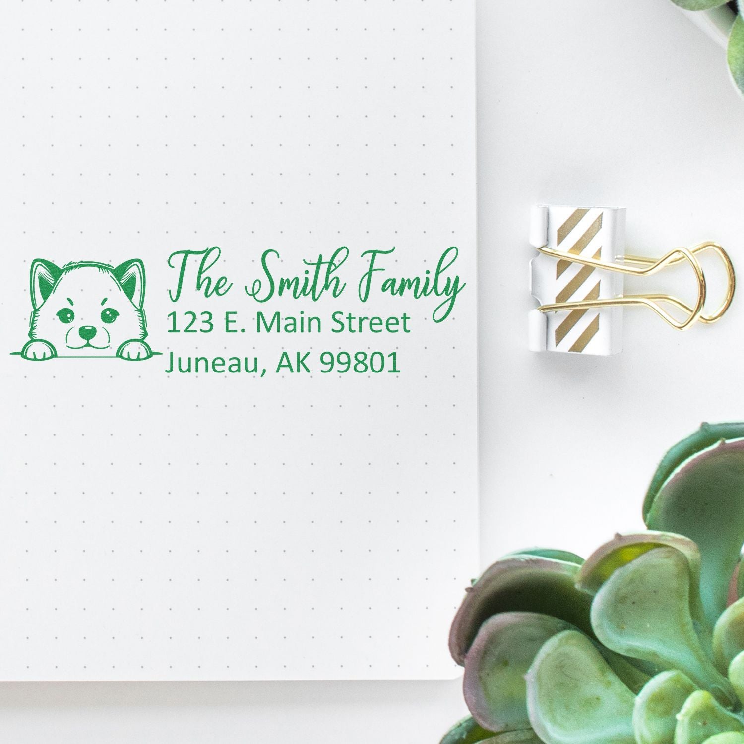 Slim Shiba Inu Dog Mail Address Stamp - Engineer Seal Stamps