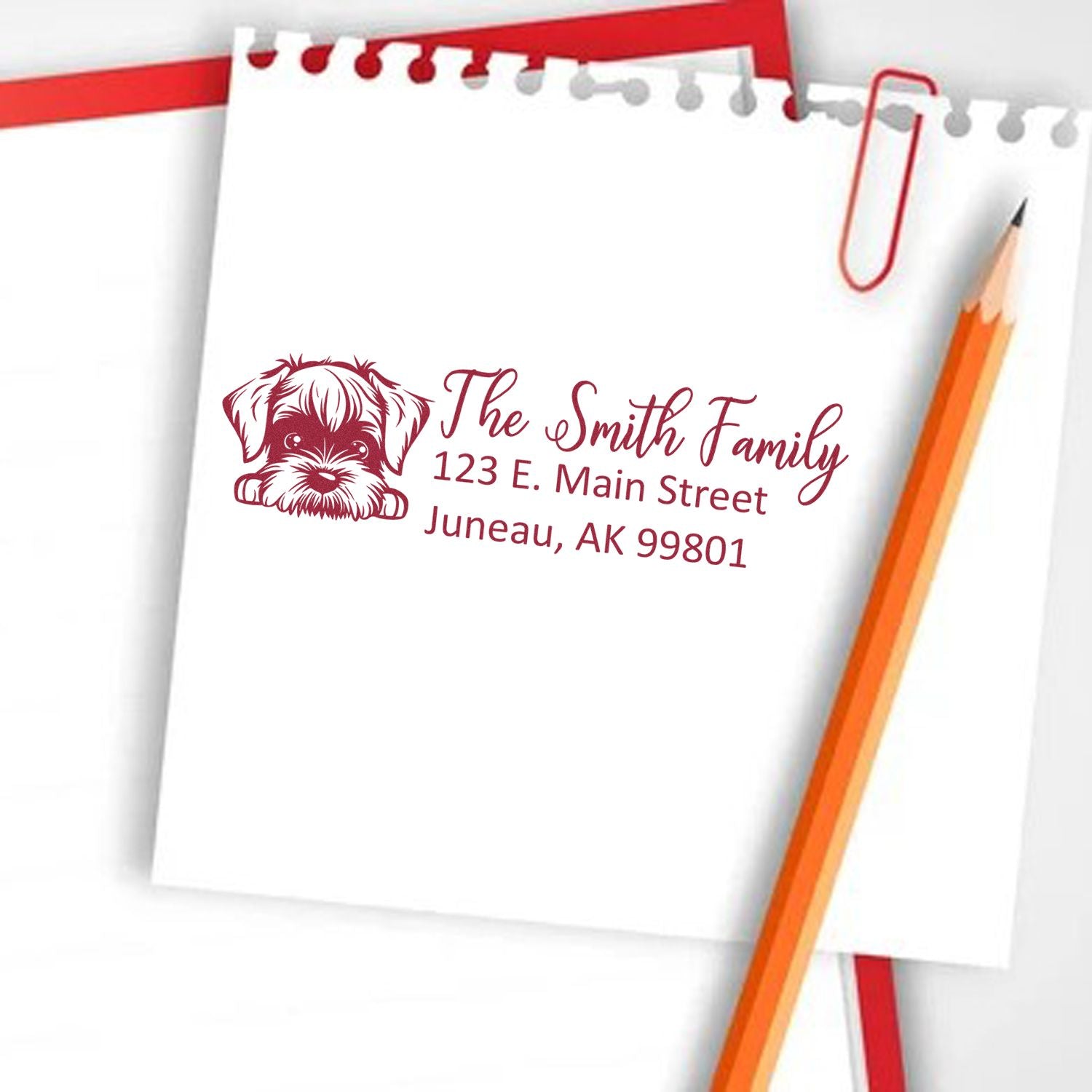 Slim Standard Schnauzer Dog Mail Address Stamp - Engineer Seal Stamps