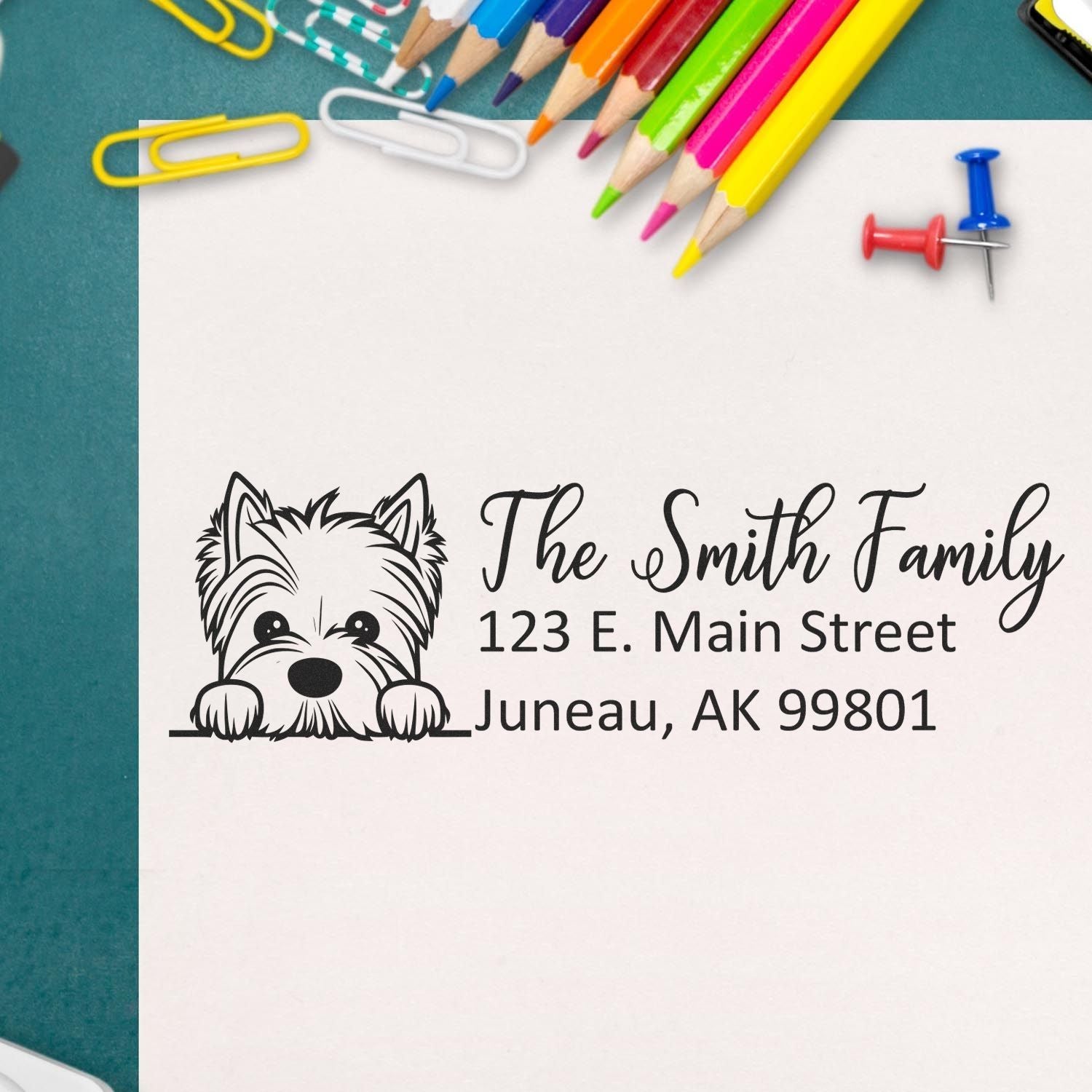 Slim West Highland White Terrier Dog Mail Address Stamp