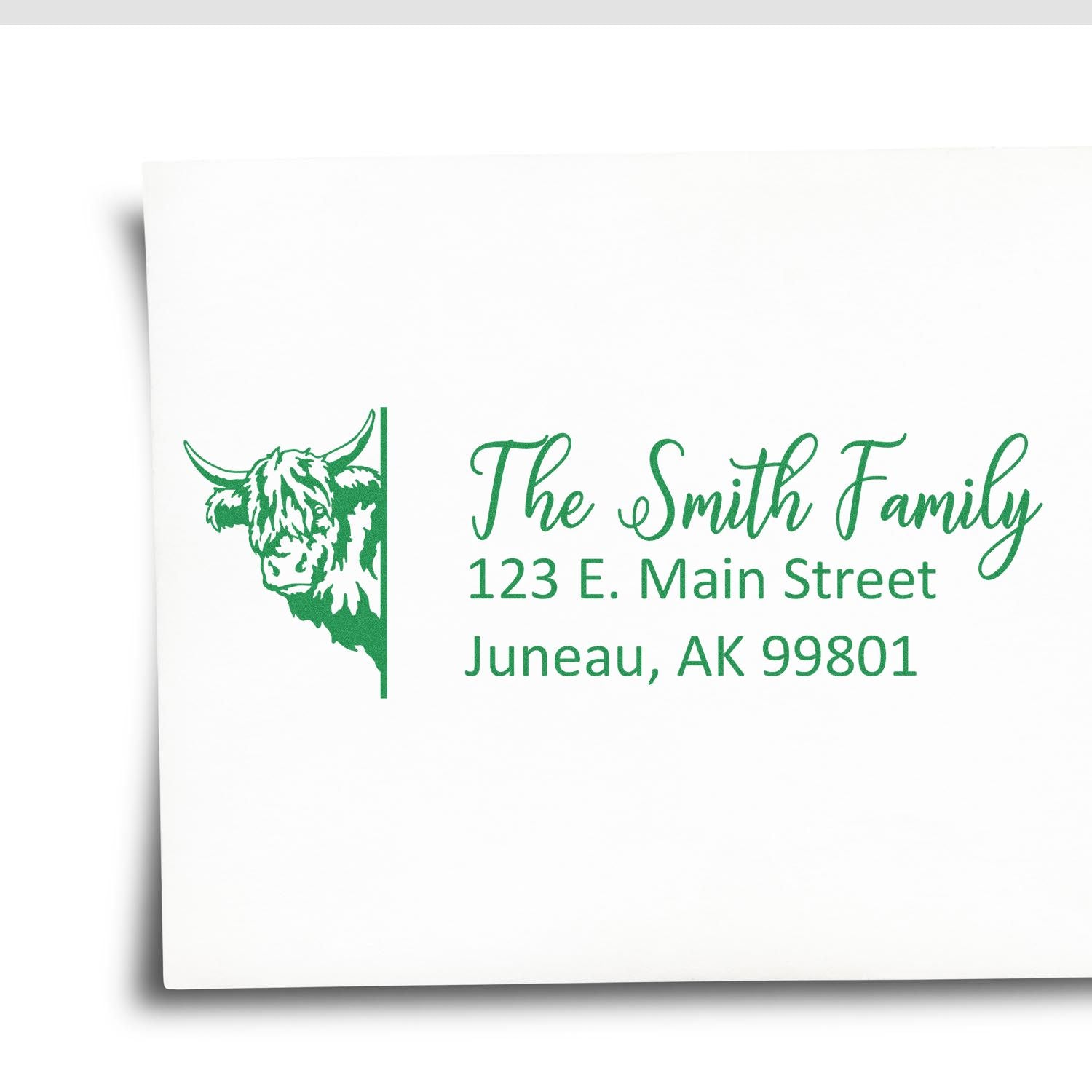 Personalized Highland Cow Pre-Inked Address Stamp for Envelopes