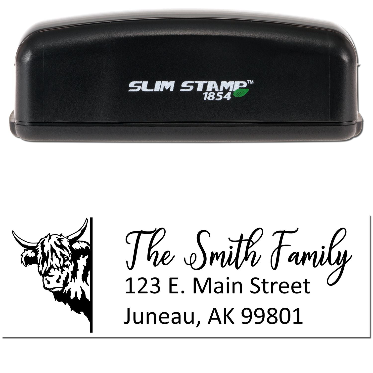 Customized Highland Cow Pre-Inked Address Stamp