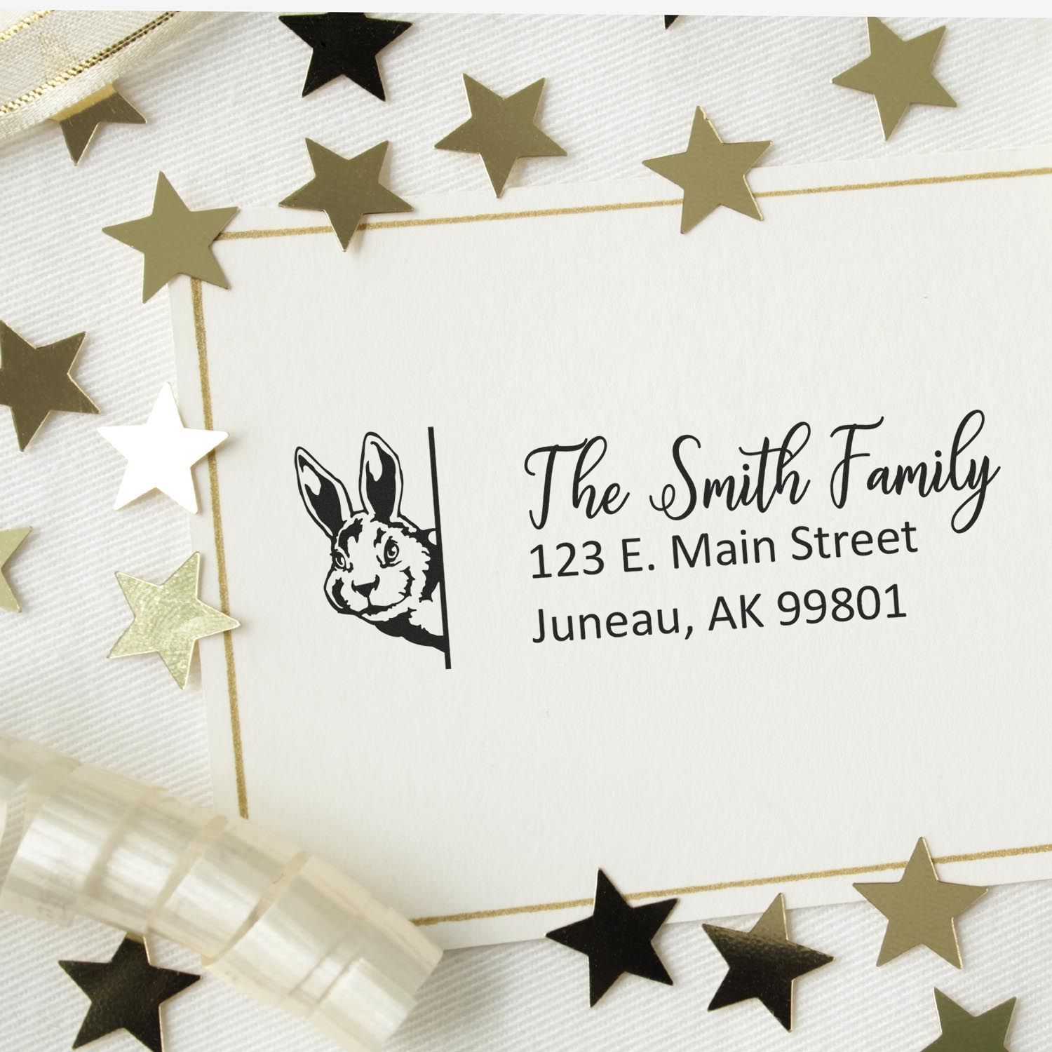 Personalized Rabbit Pre-Inked Address Stamp for Envelopes