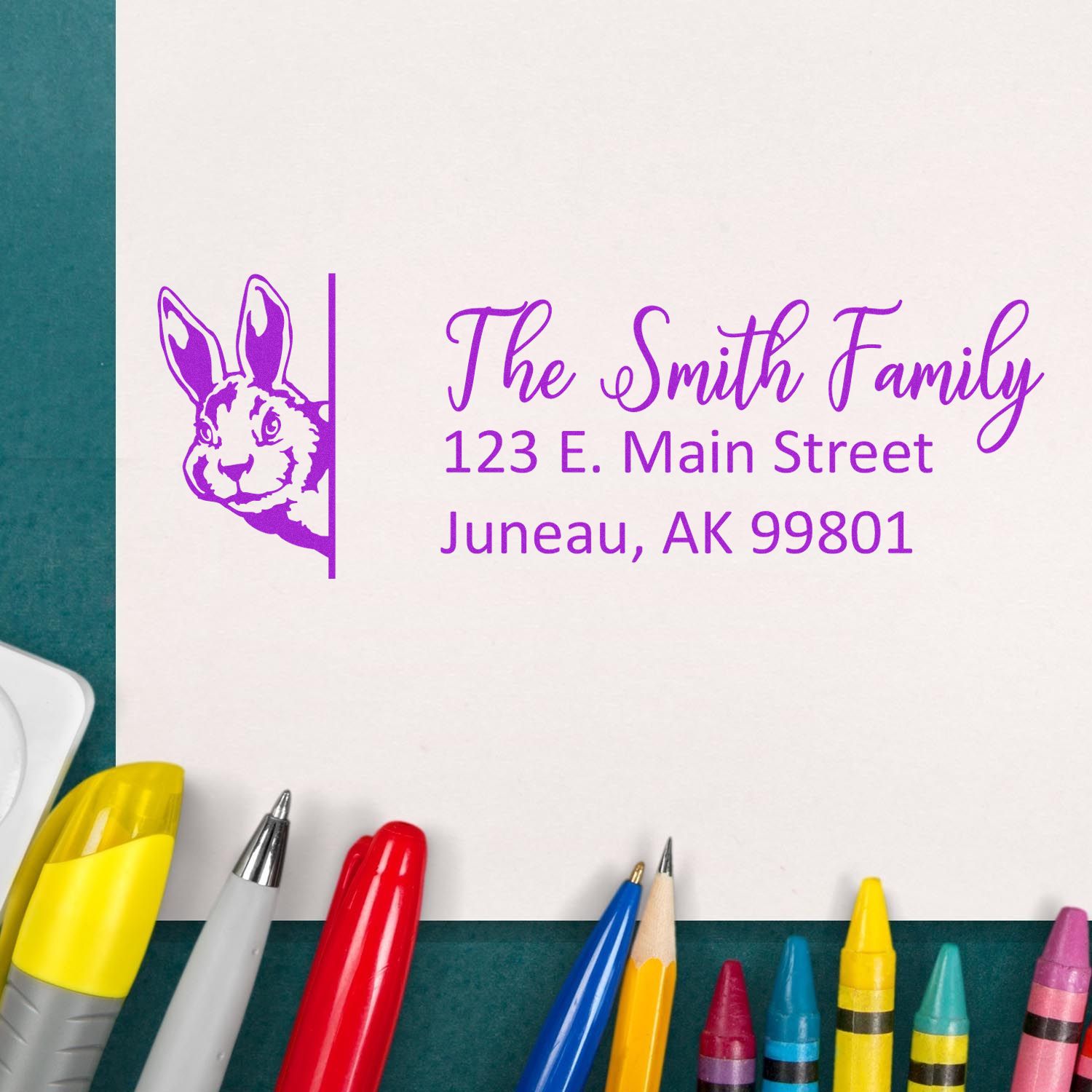 Personalized Rabbit Pre-Inked Address Stamp for Envelopes